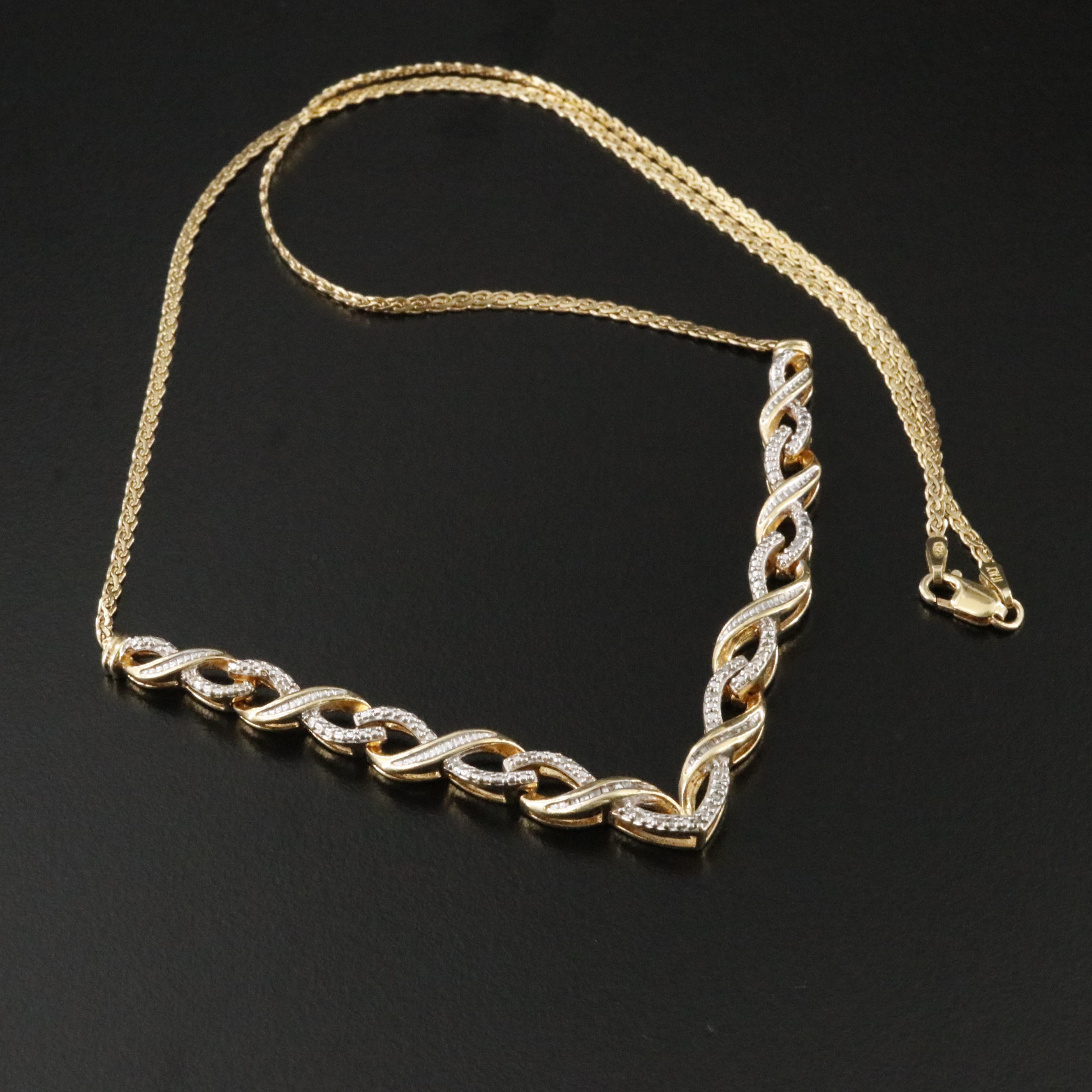 Sterling Diamond Chevron Twist Necklace