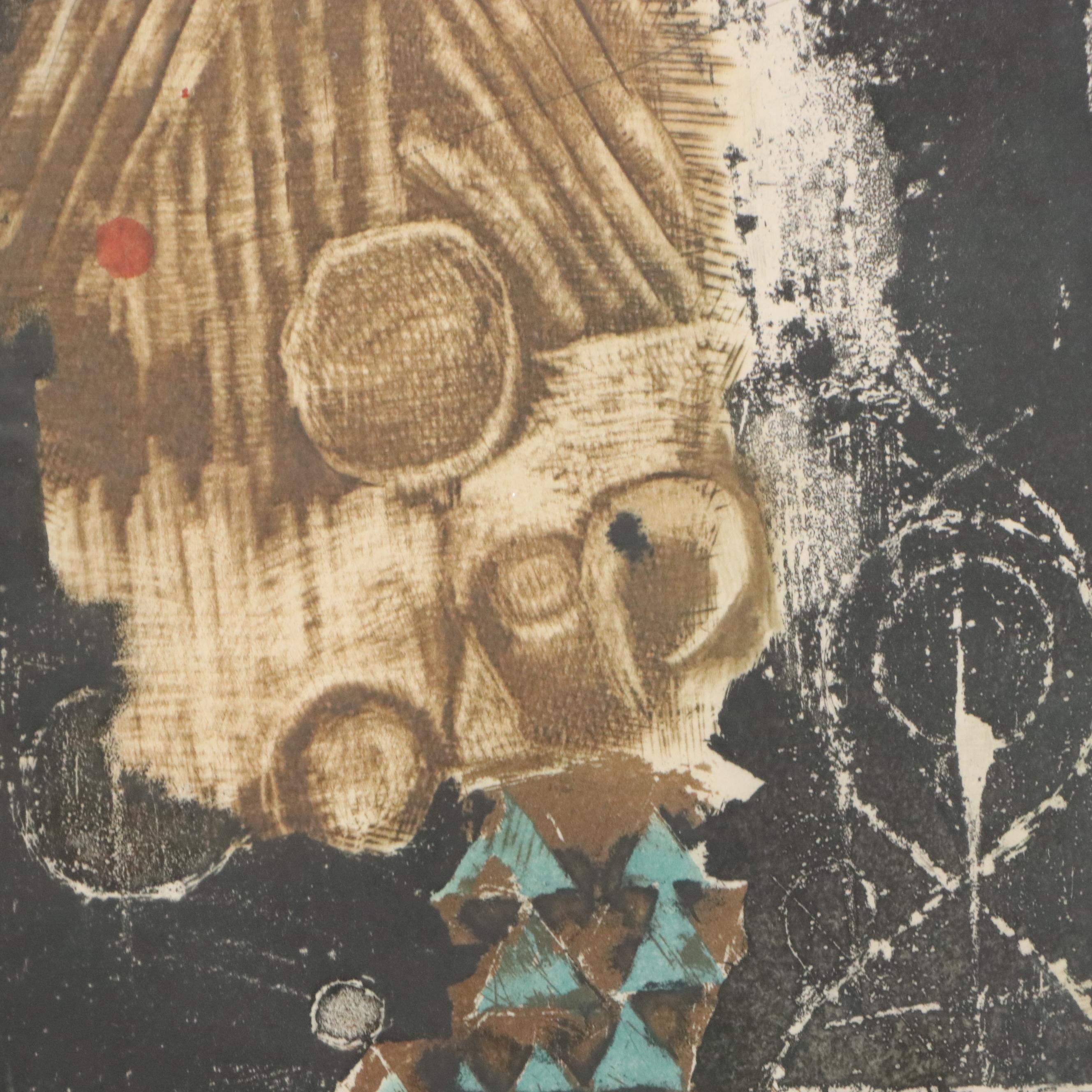 Johnny Friedlaender Aquatint Etching à la Poupée "Les Coqs," Mid-20th C.