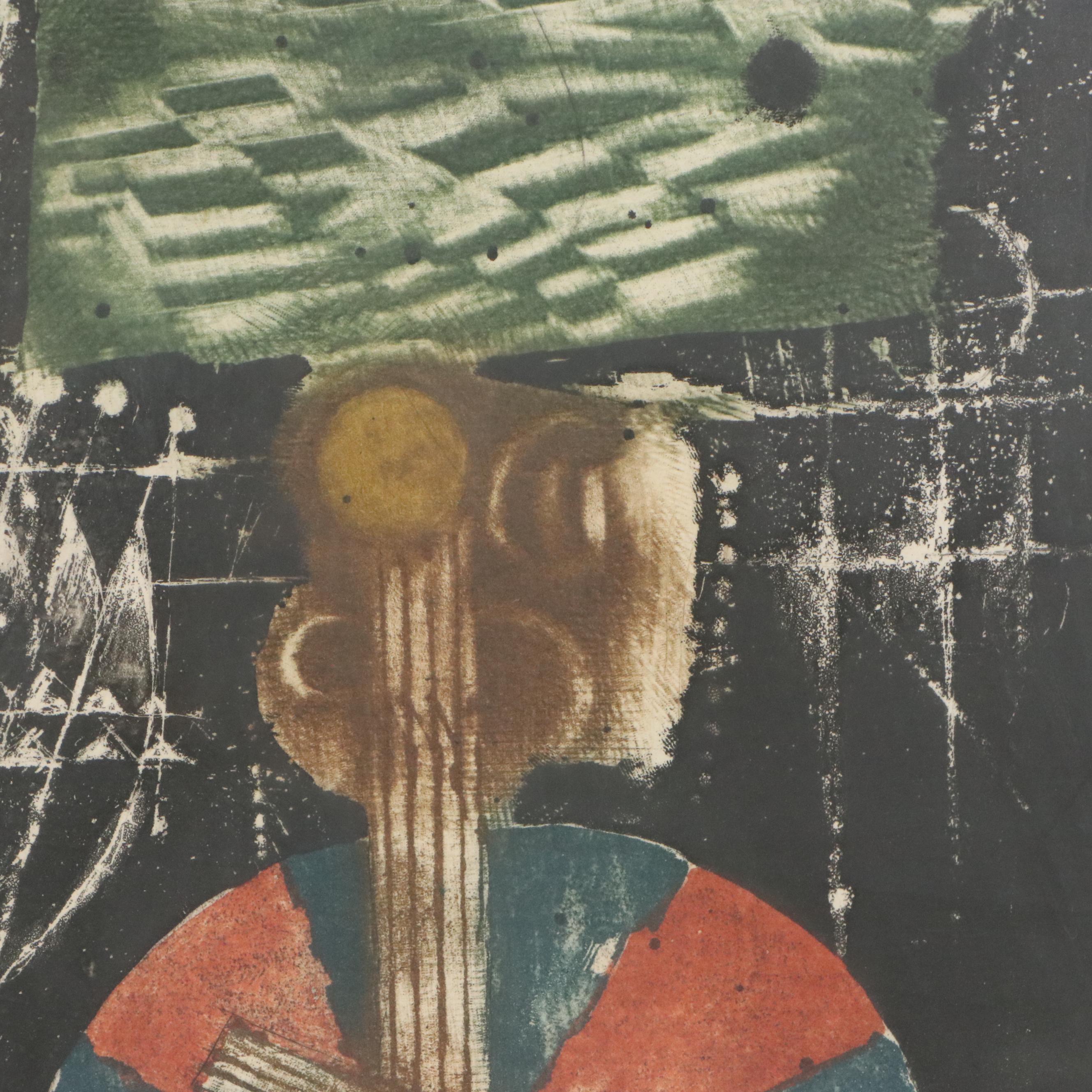 Johnny Friedlaender Aquatint Etching à la Poupée "Les Coqs," Mid-20th C.