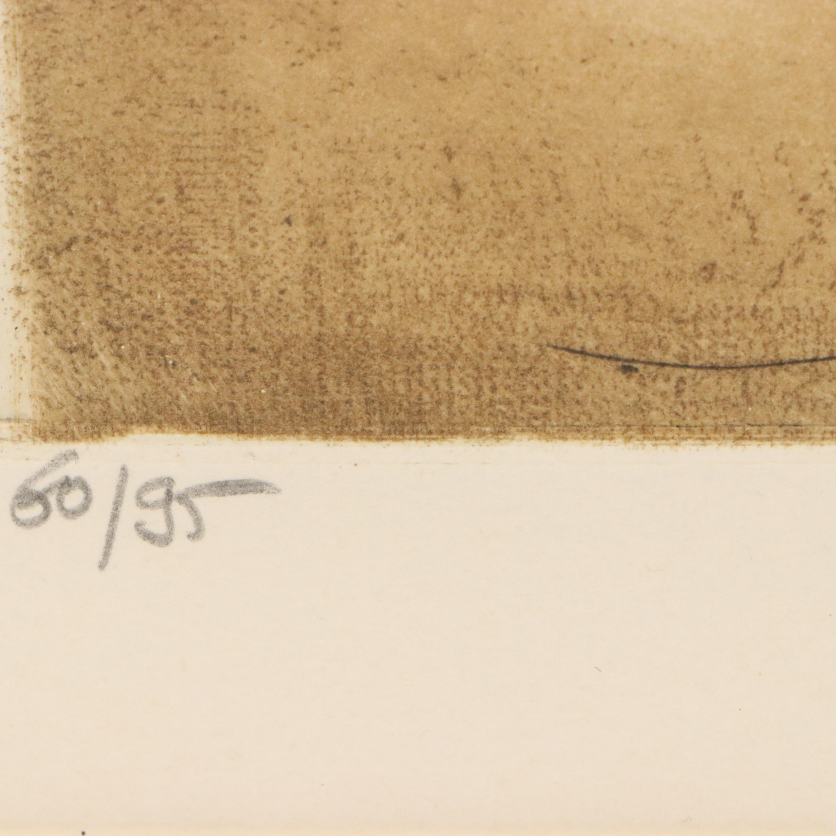 Johnny Friedlaender Aquatint Etching à la Poupée "Les Coqs," Mid-20th C.