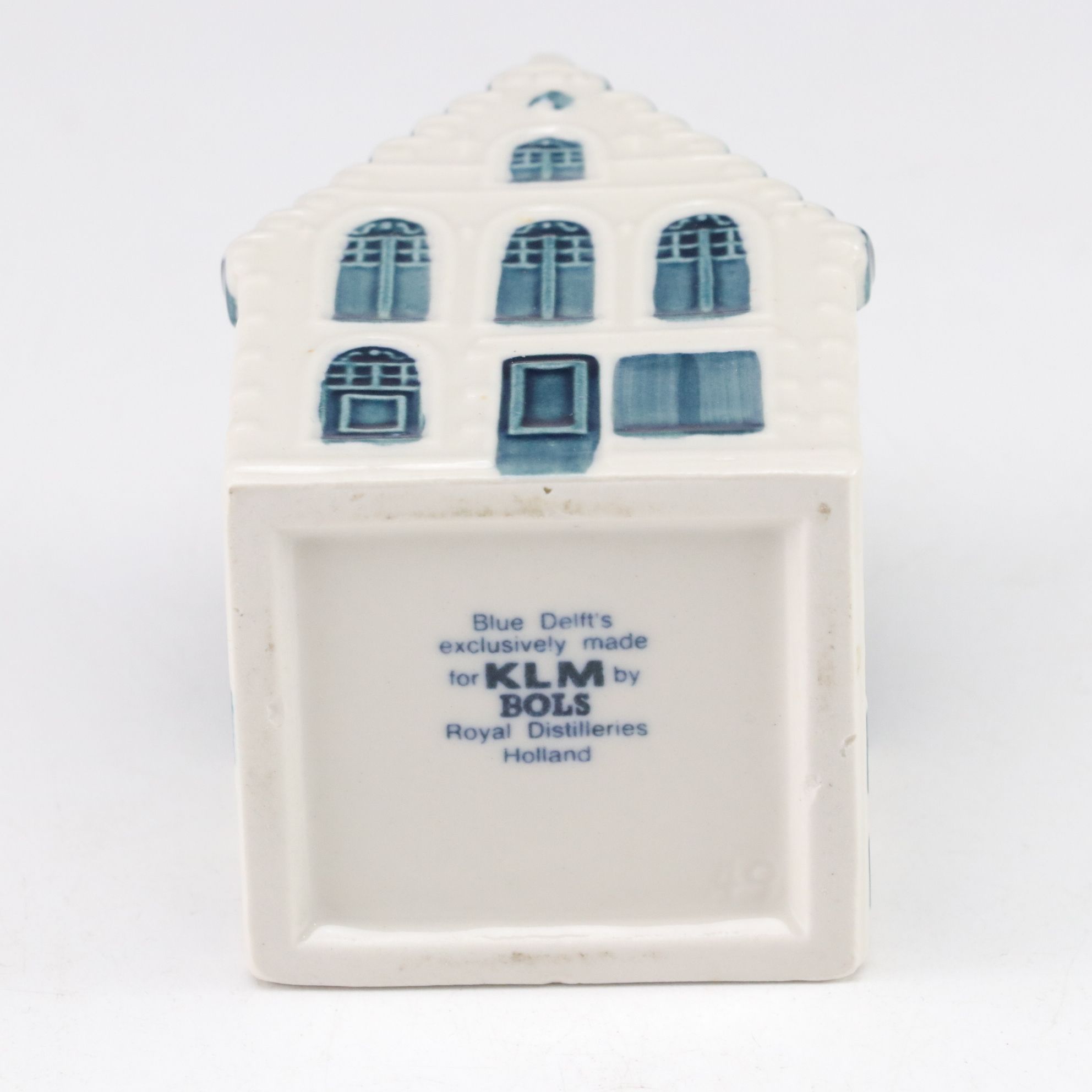 KLM Novelty Blue Delft Miniature Canal House Genever Bottles