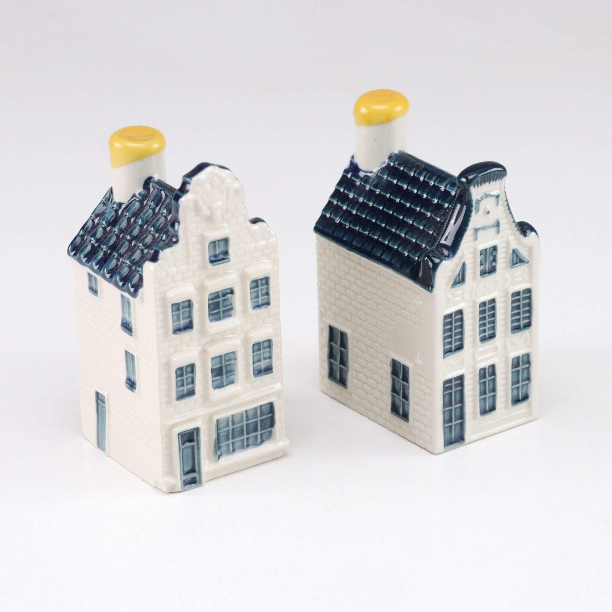 KLM Novelty Blue Delft Miniature Canal House Genever Bottles
