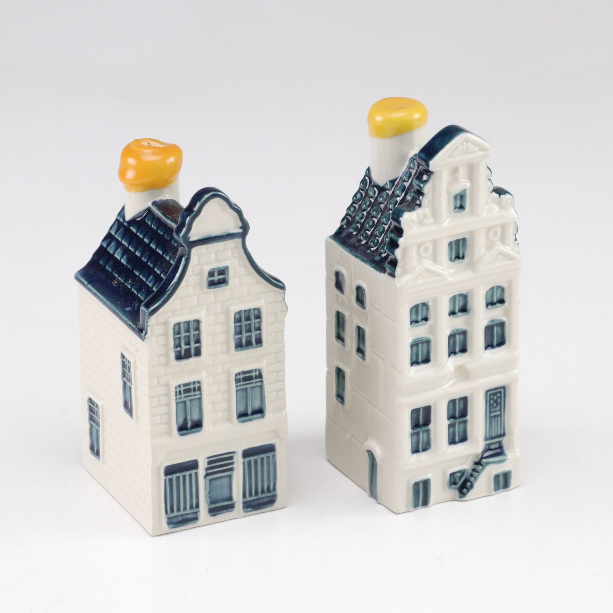 KLM Novelty Blue Delft Miniature Canal House Genever Bottles