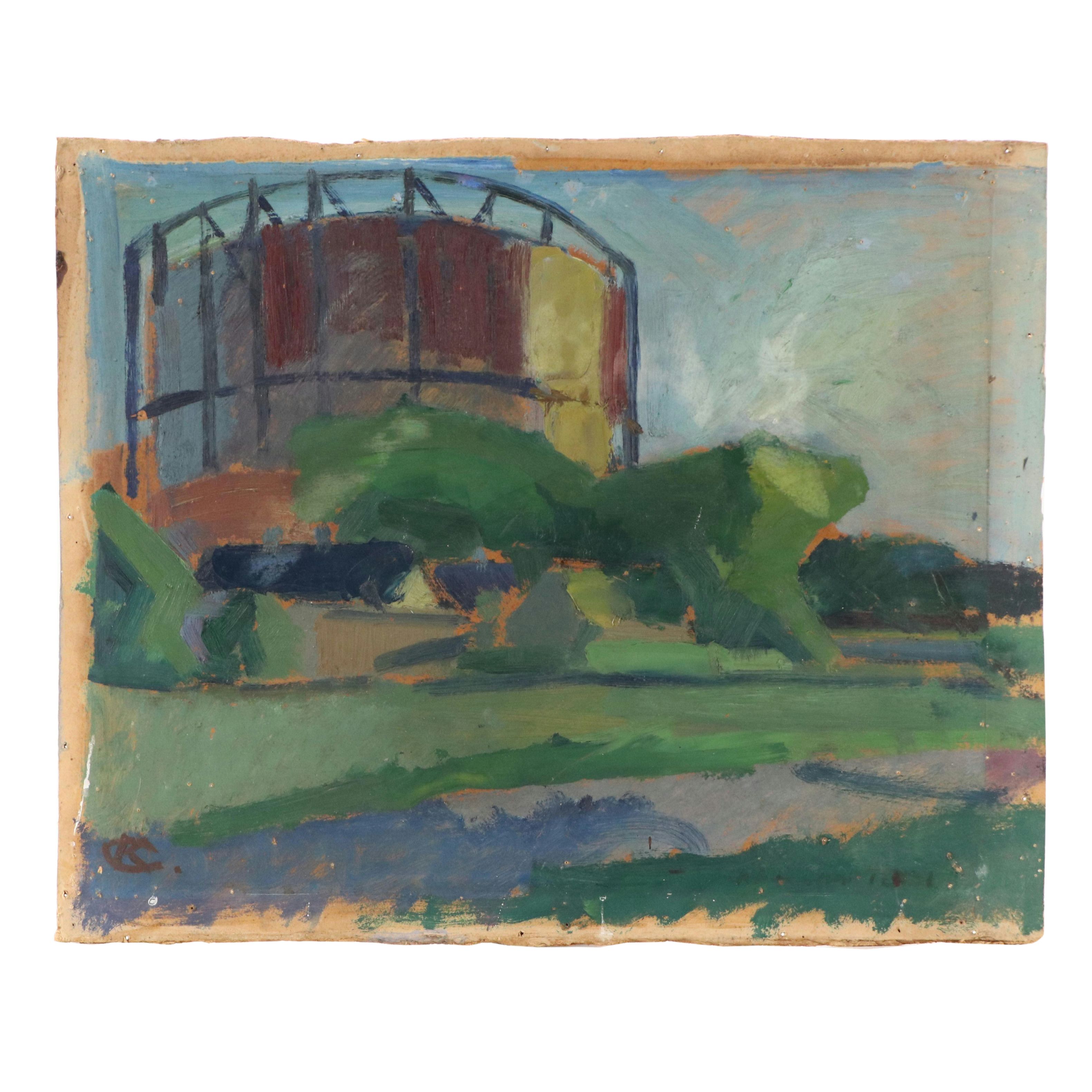 Industrial Oil Painting, Mid-20th Century