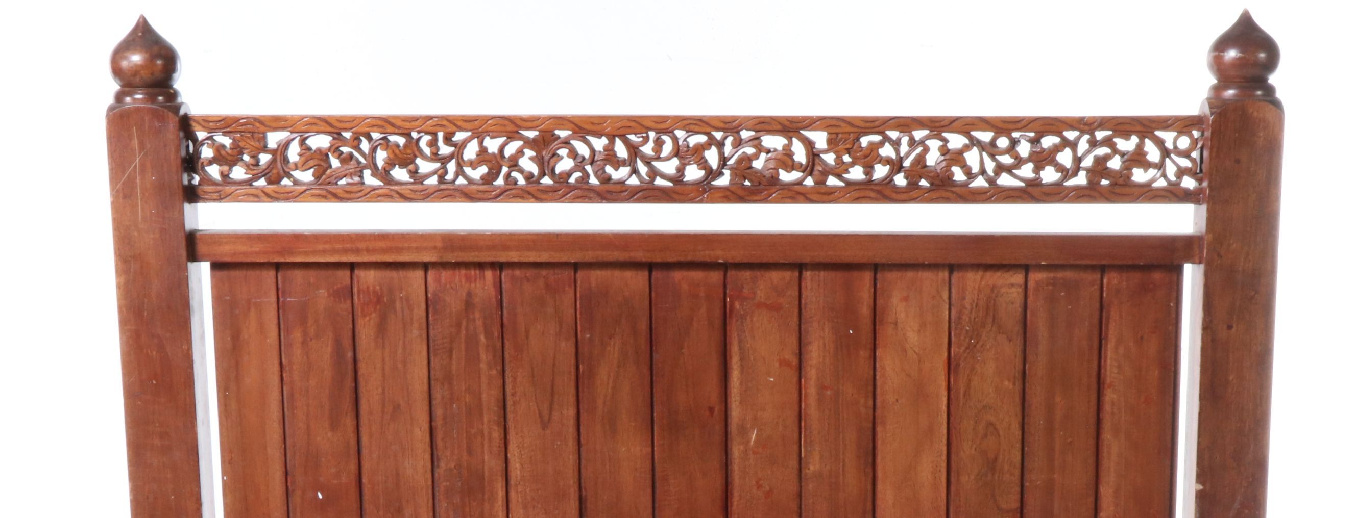 Wood Fireplace Screen with Carved Top Rail, Early 20th Century