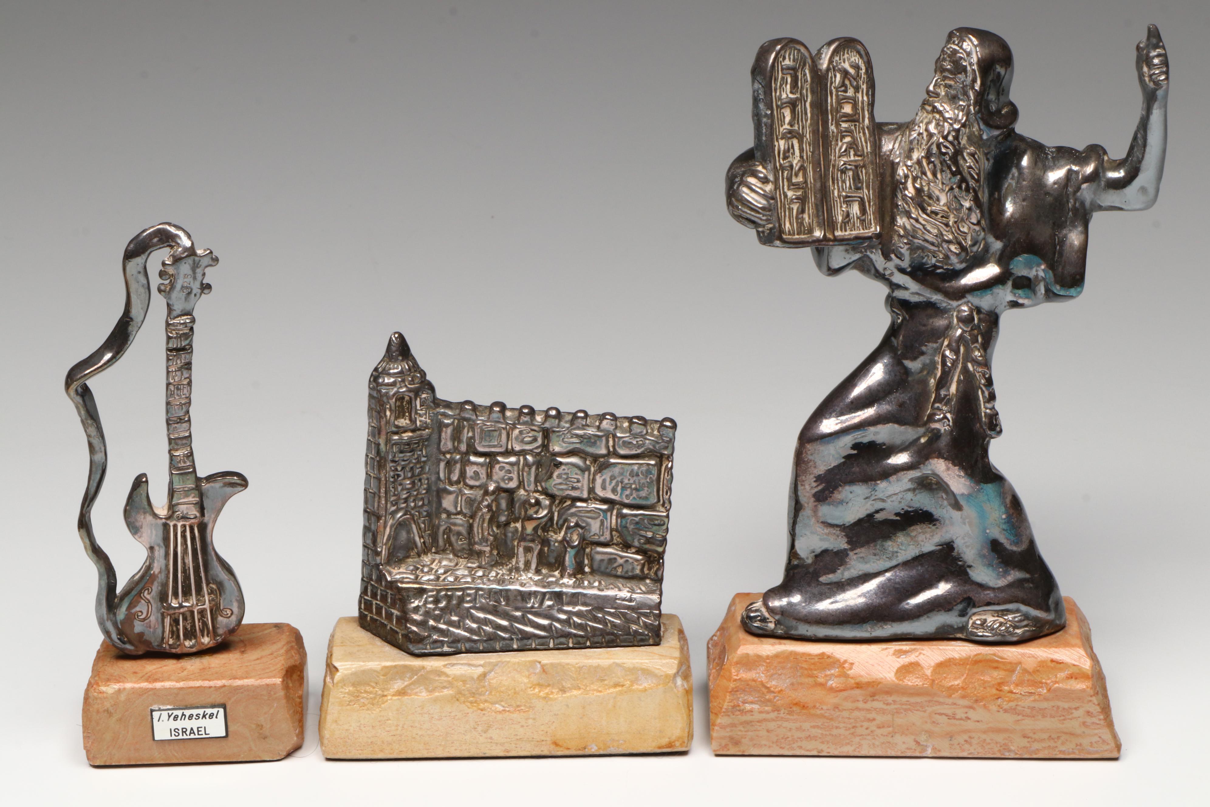 I. Yeheskel and Ben-Zion Israeli Electroform Sterling Silver Judaica Sculptures