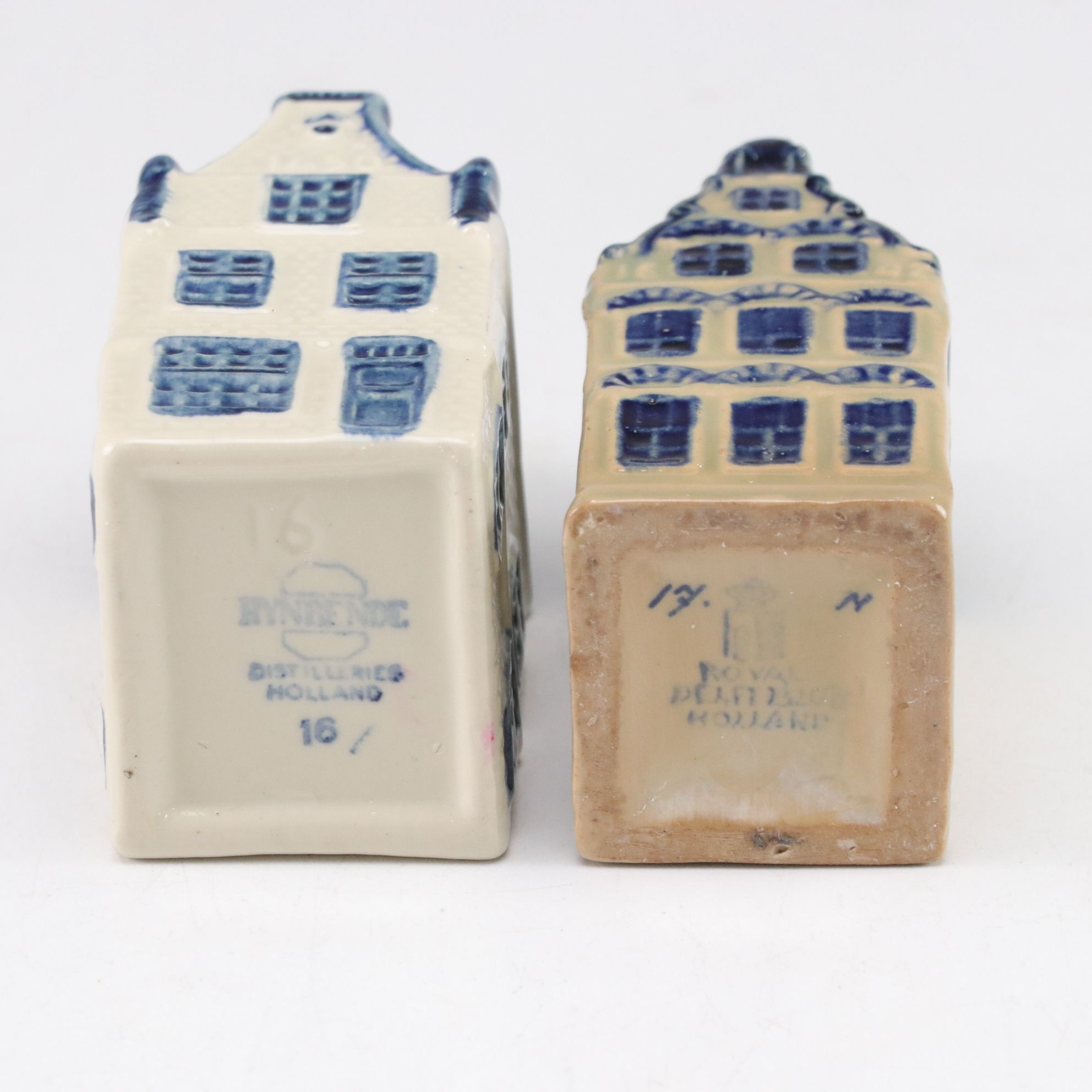 KLM Delft Blue Miniature House Shaped Genever Bottles