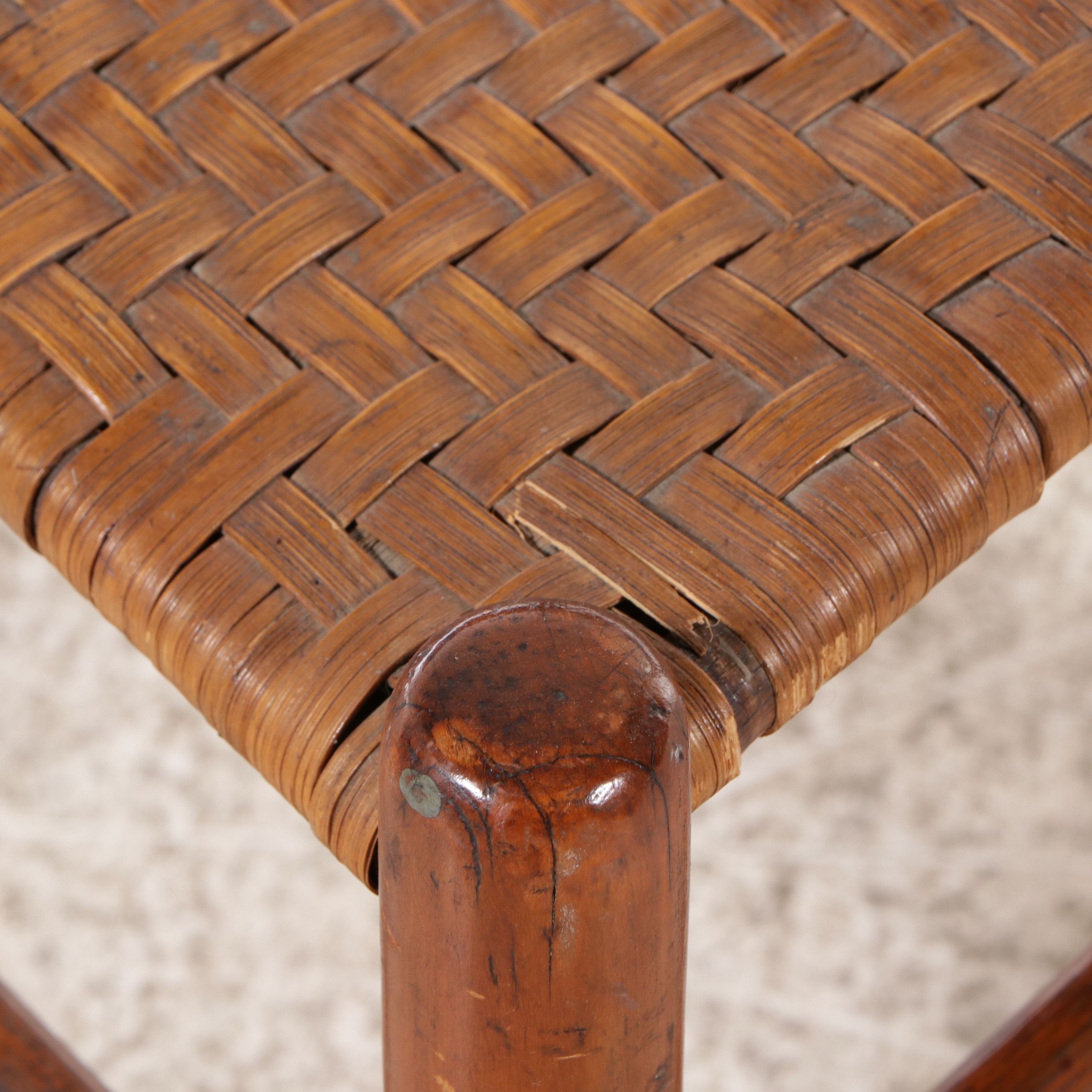 Pair of American Primitive Style Ladder Back Side Chairs with Rush Seats