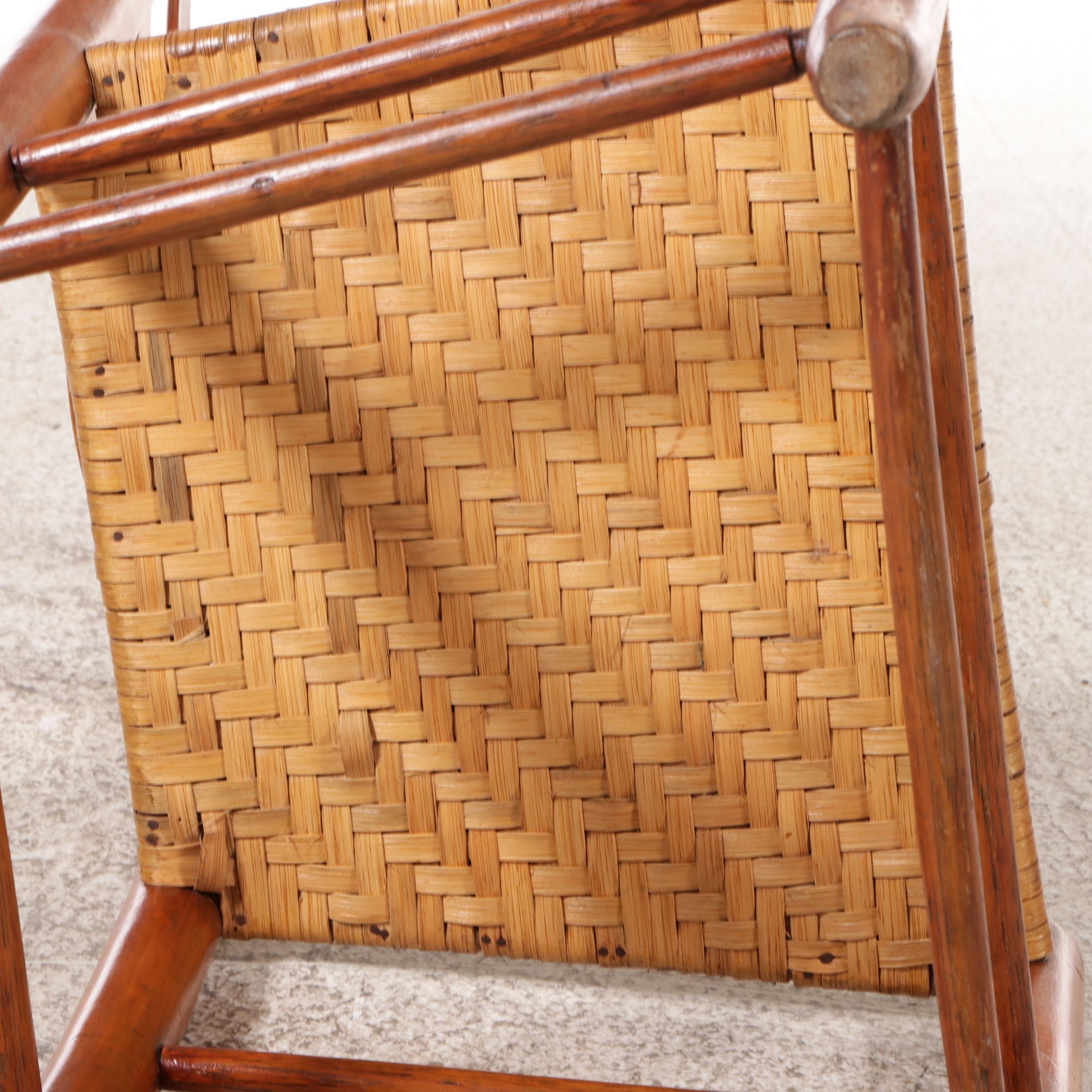 Pair of American Primitive Style Ladder Back Side Chairs with Rush Seats