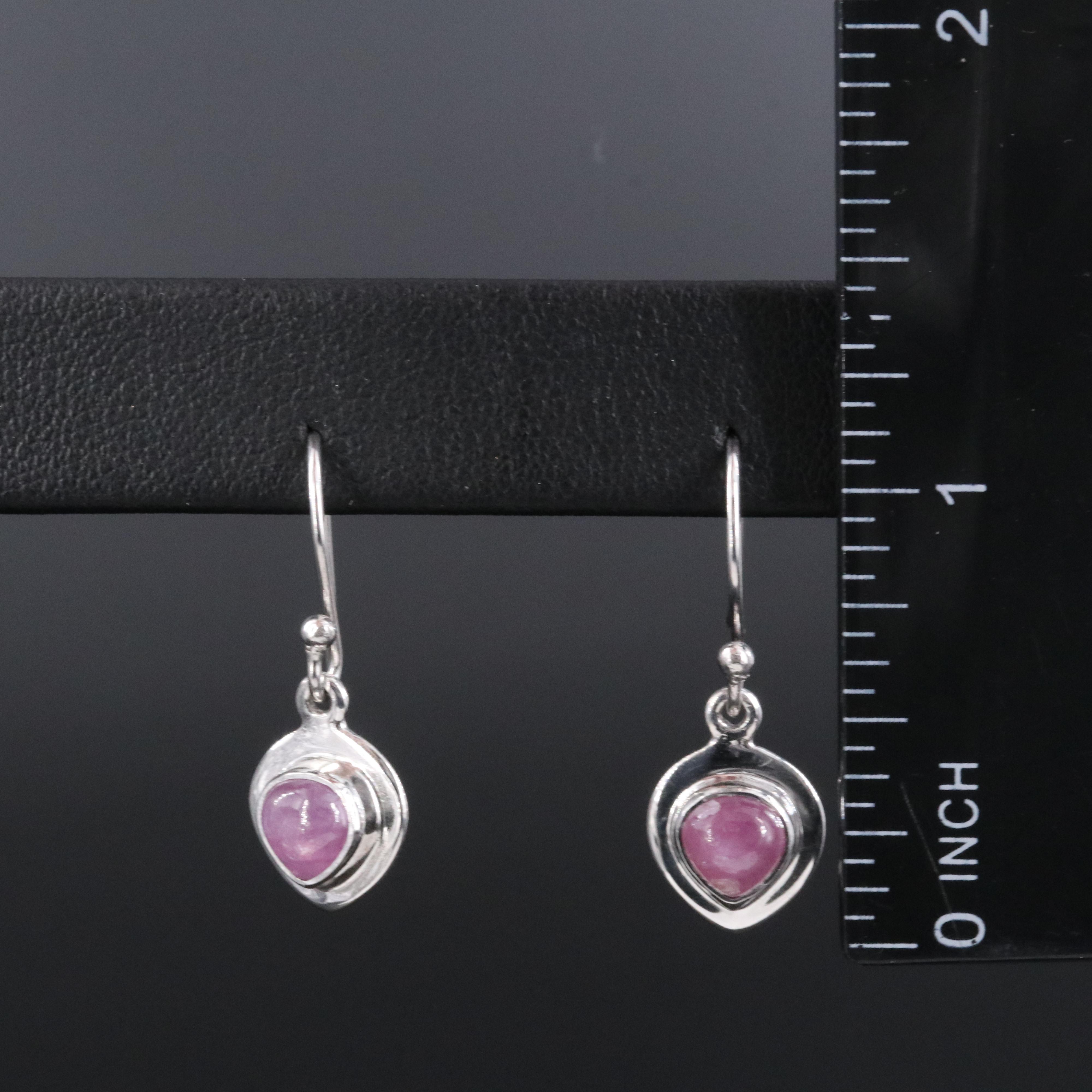Sterling Pink Sapphire Drop Earrings