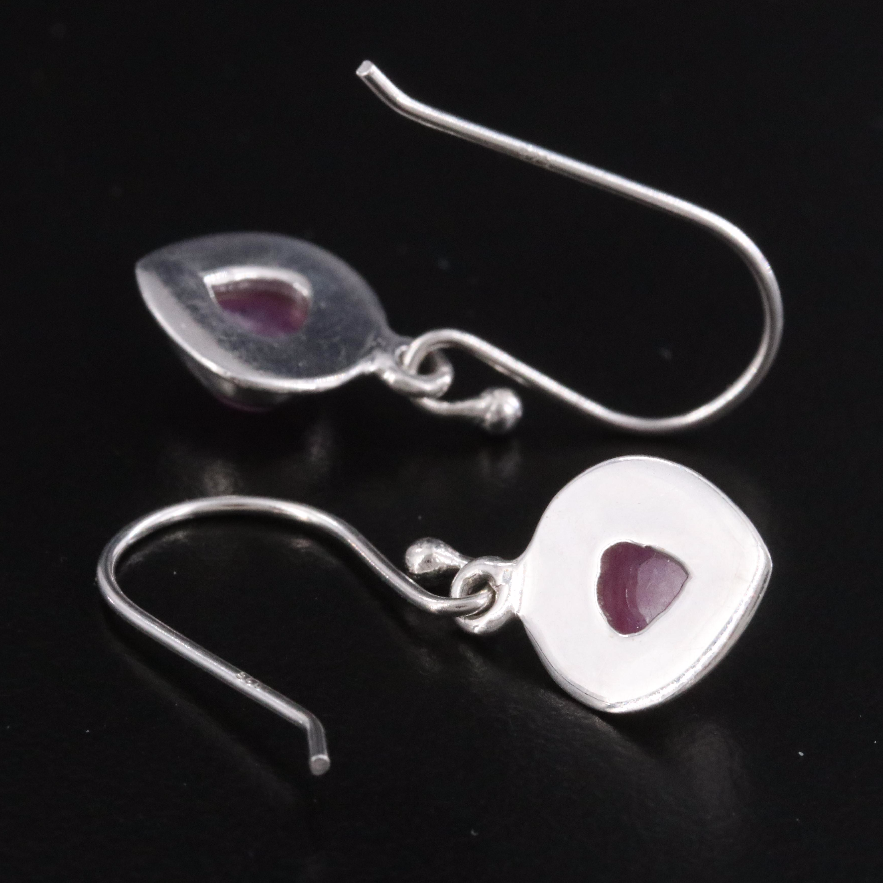 Sterling Pink Sapphire Drop Earrings