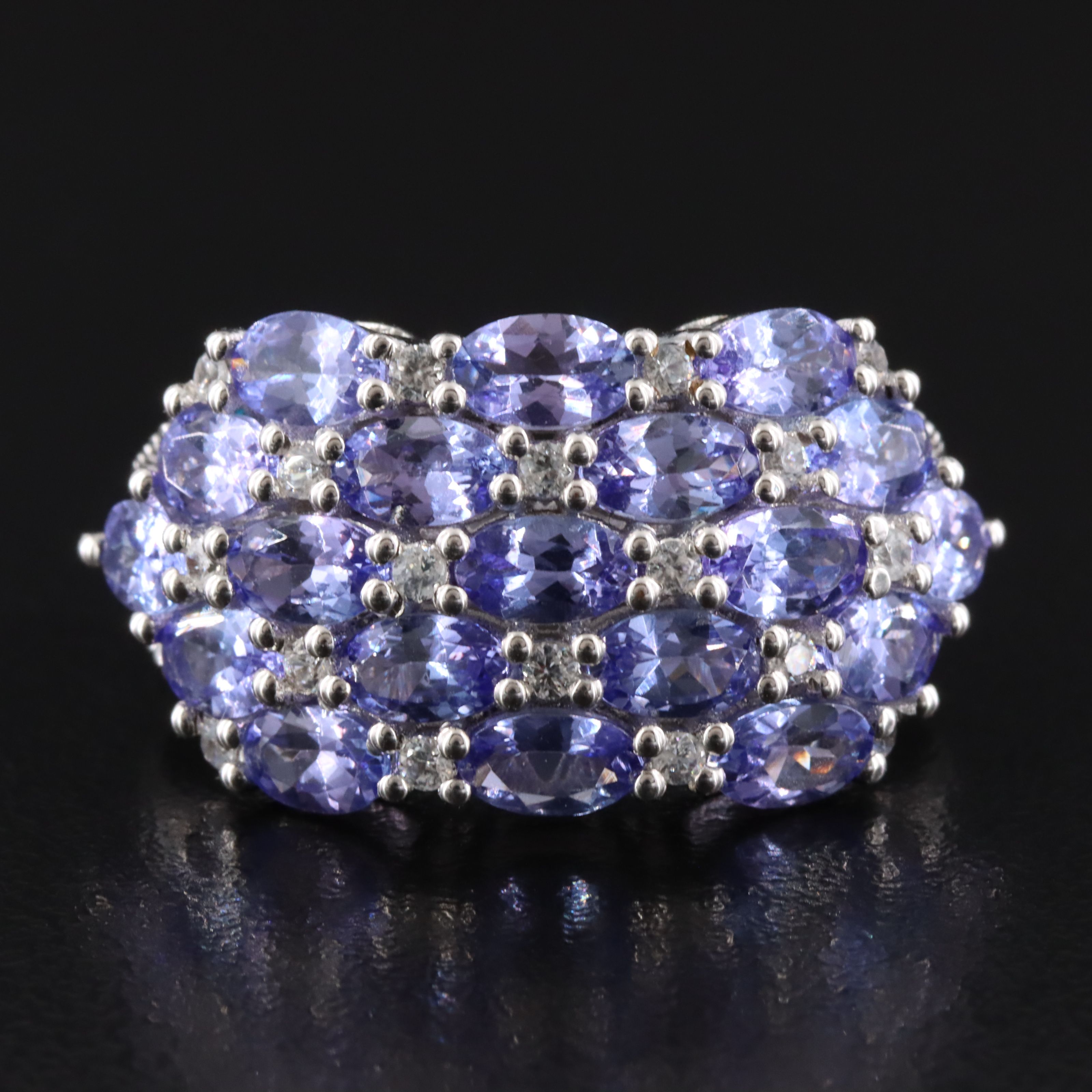 Tanzanite and White Zircon Ring