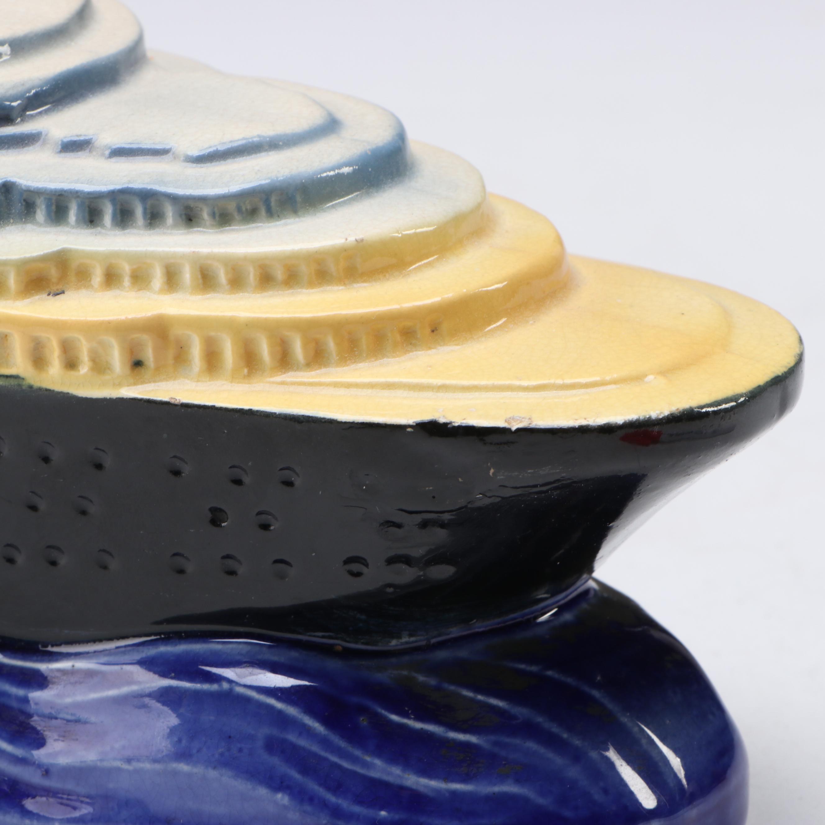 S.S. Normandie Ceramic Ship Novelty Clock, 1930s