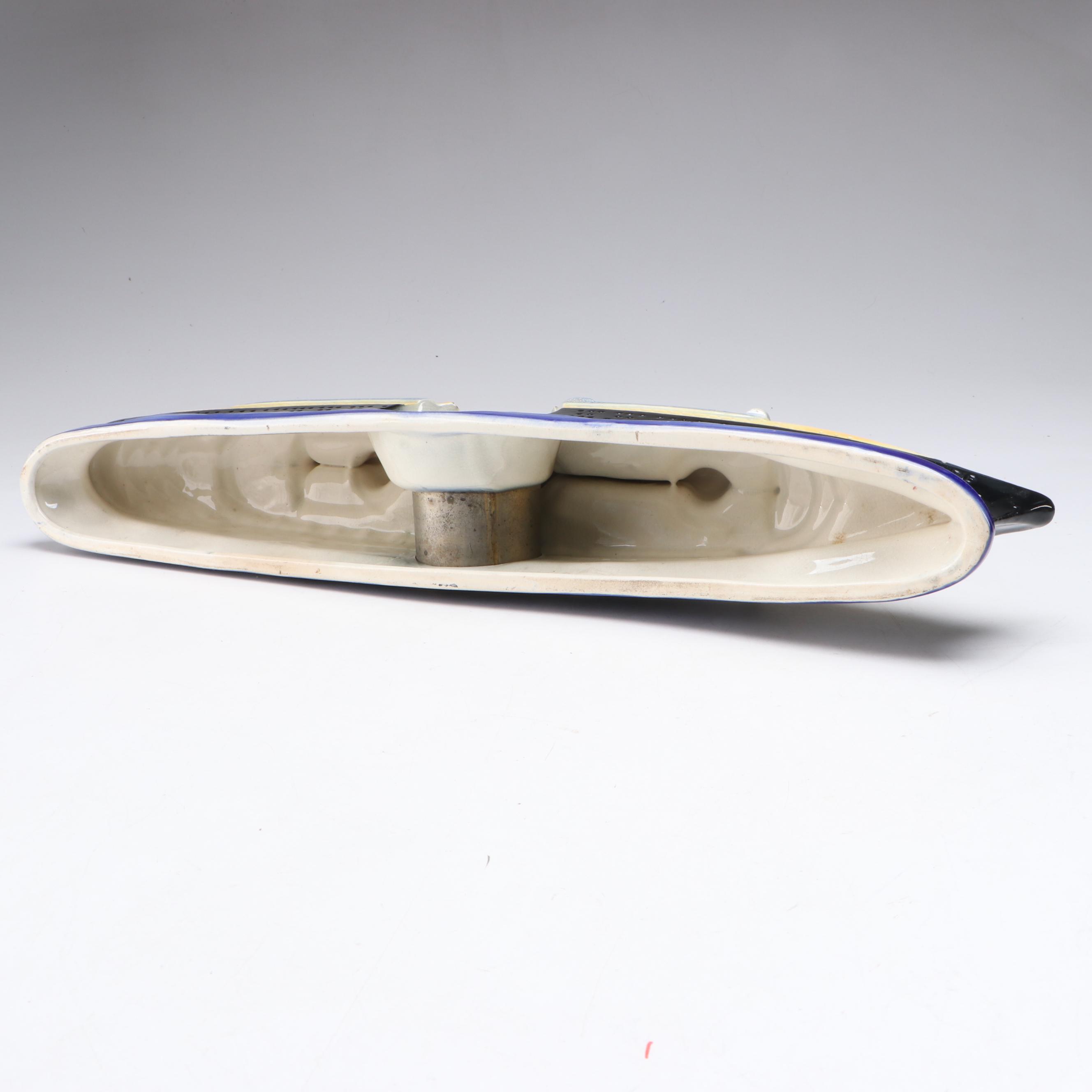 S.S. Normandie Ceramic Ship Novelty Clock, 1930s