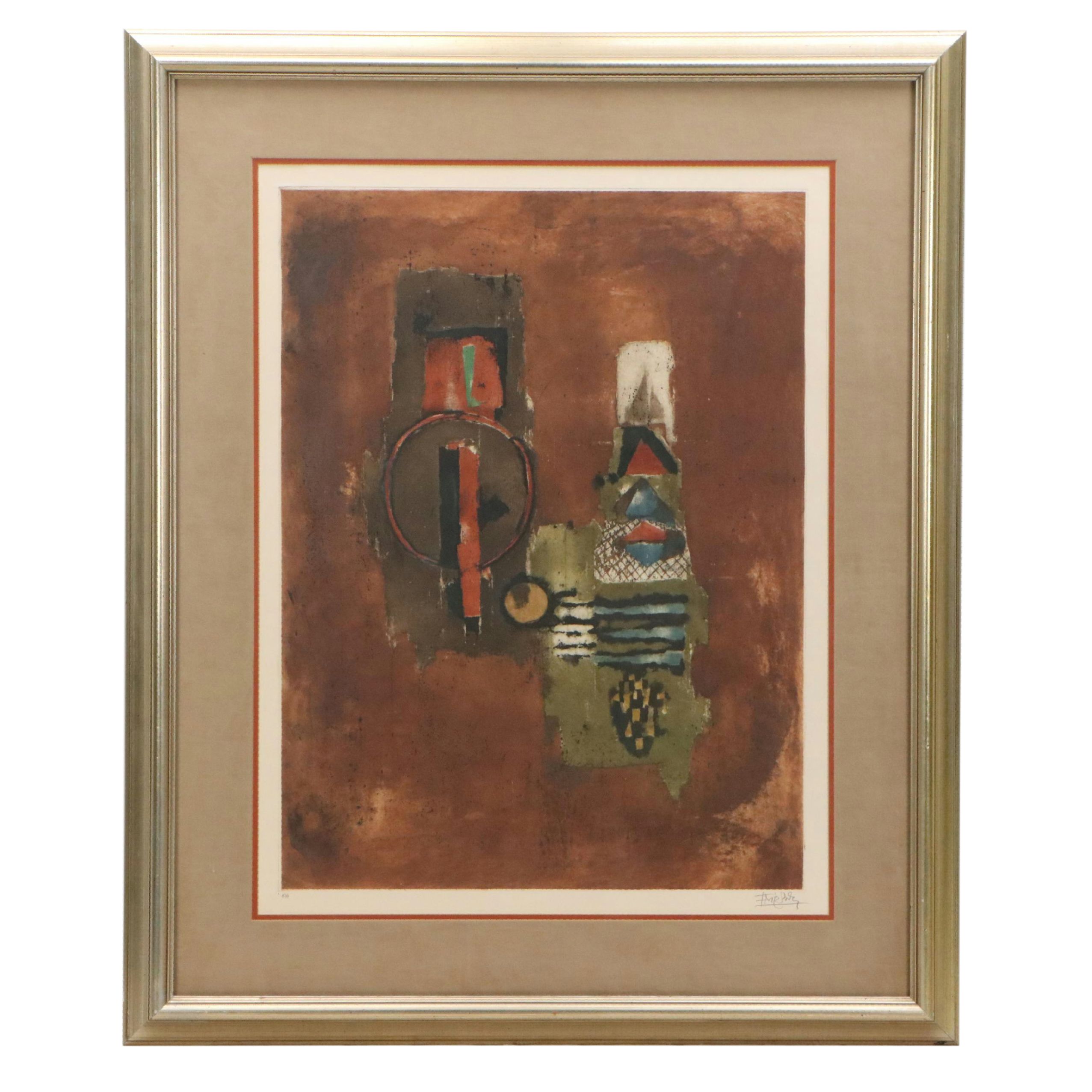 Johnny Friedlaender Abstract Aquatint Etching à la Poupée, Mid-20th C.