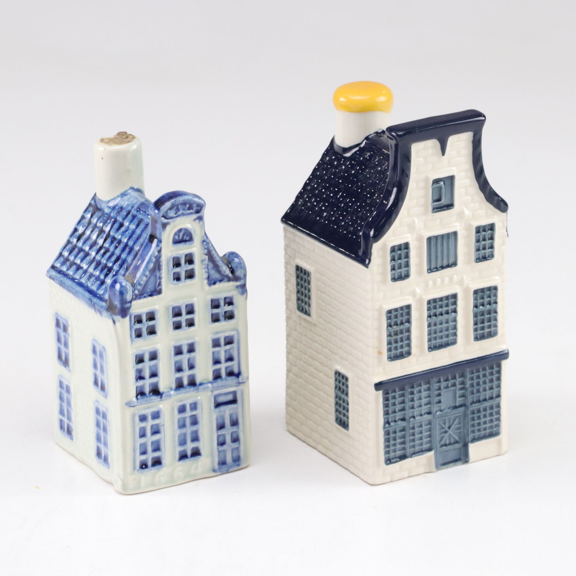 KLM Novelty Blue Delft Miniature Canal House Genever Bottles