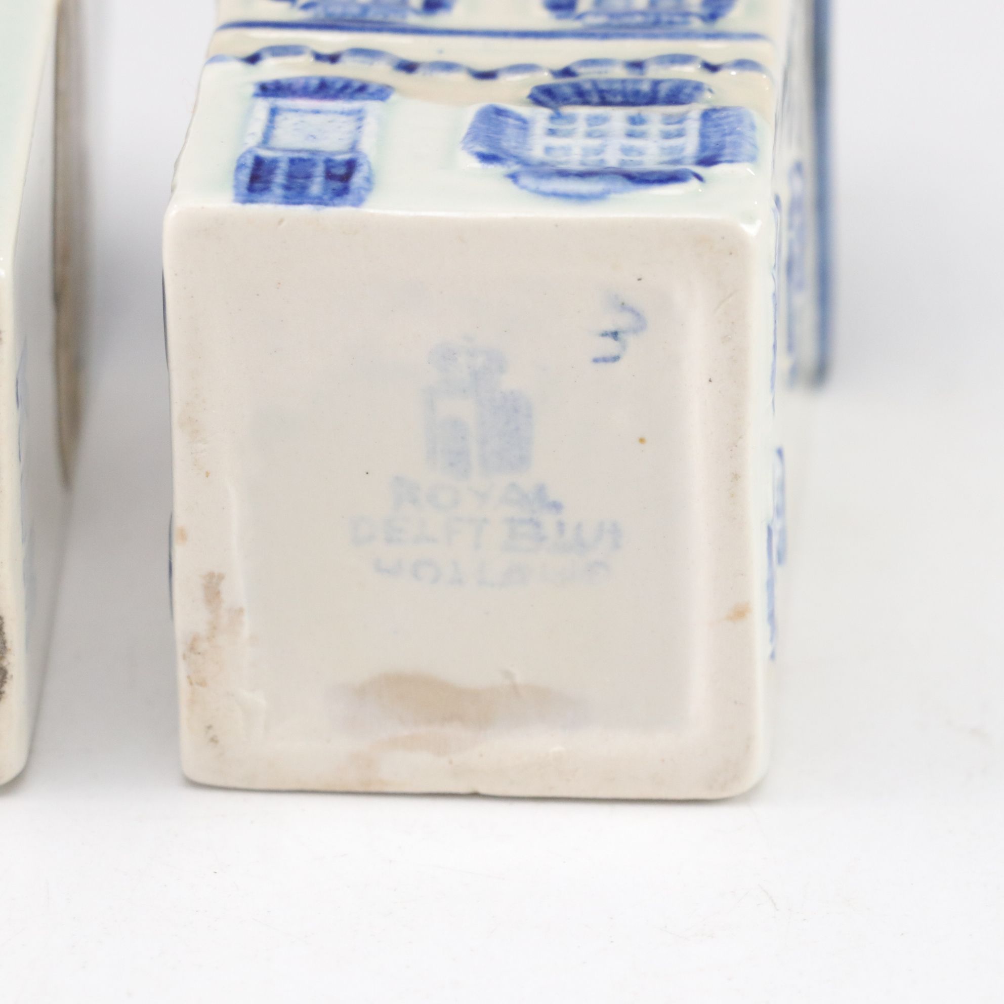 KLM Novelty Blue Delft Miniature Canal House Genever Bottles