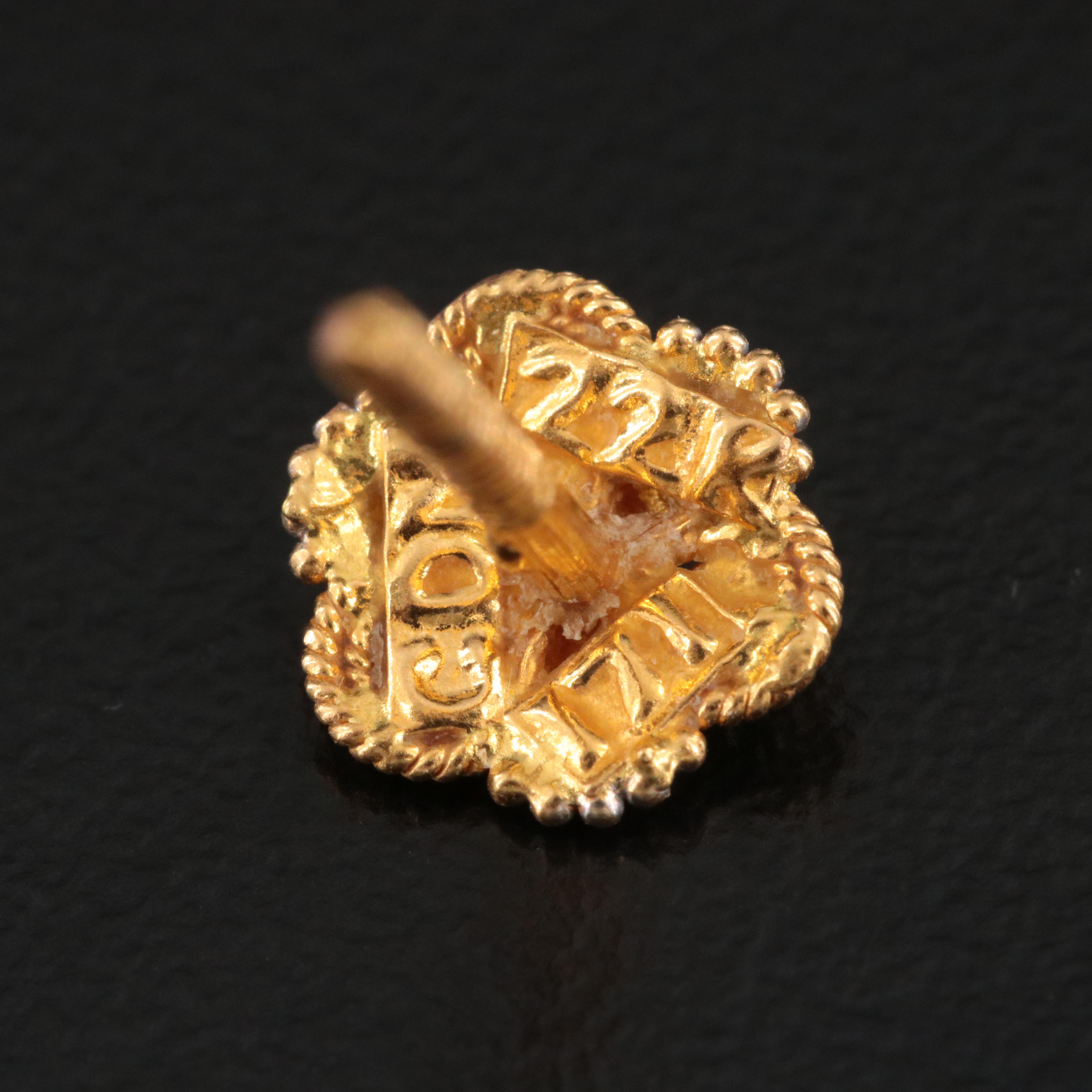 22K Two-Tone Floral Milgrain Earrings