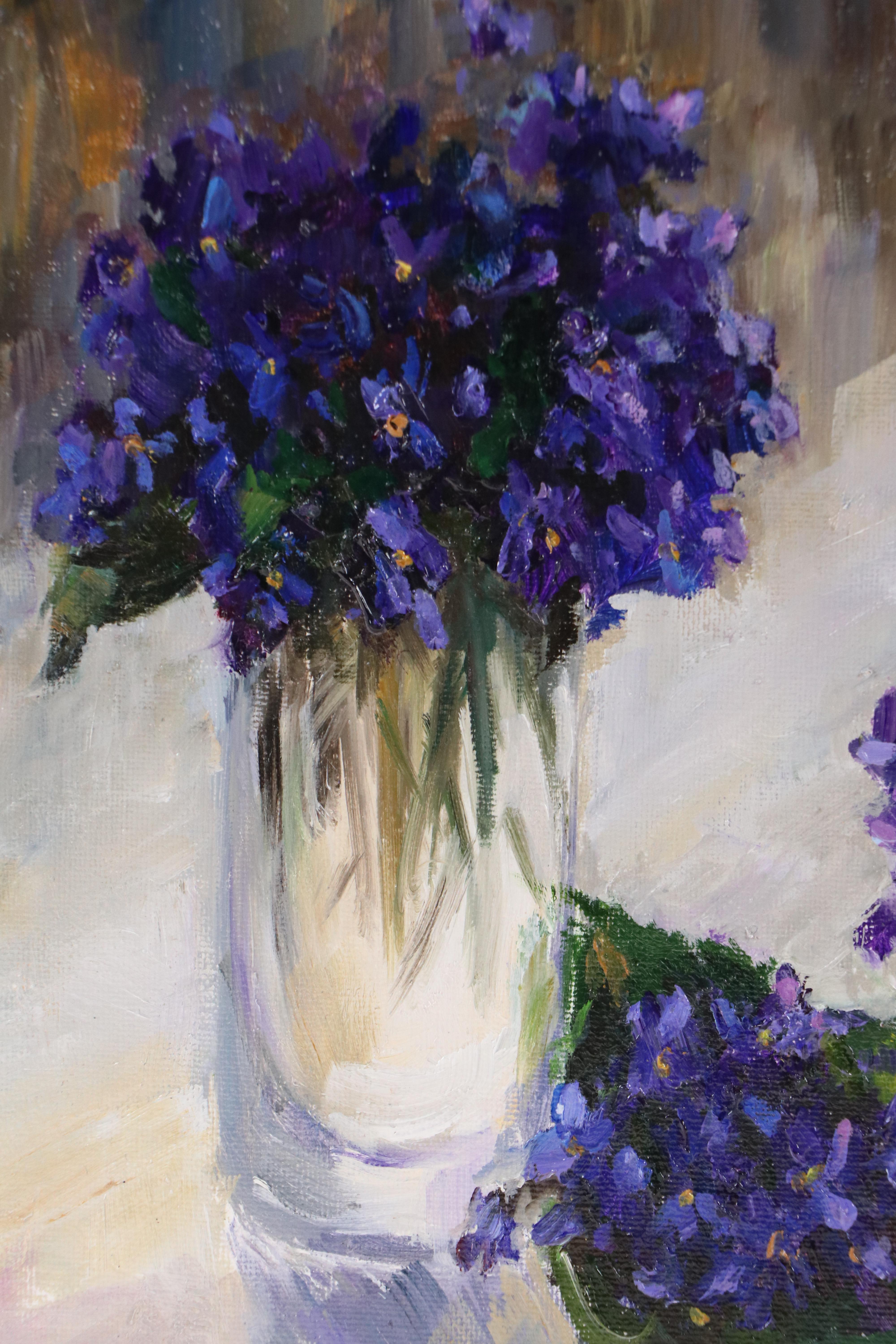 Nataliya Shlomenko Floral Still Life Oil Painting "Violets," 2025
