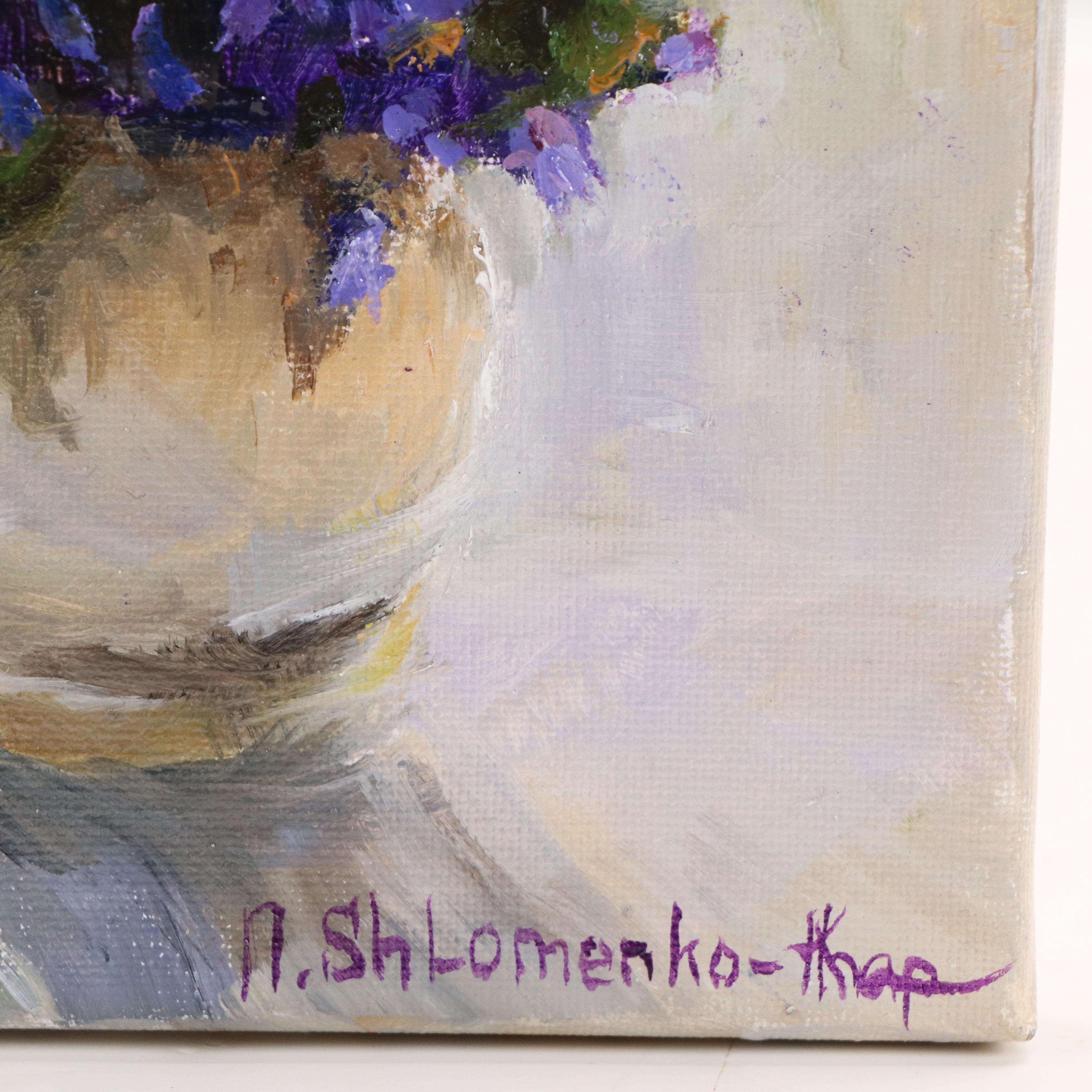 Nataliya Shlomenko Floral Still Life Oil Painting "Violets," 2025