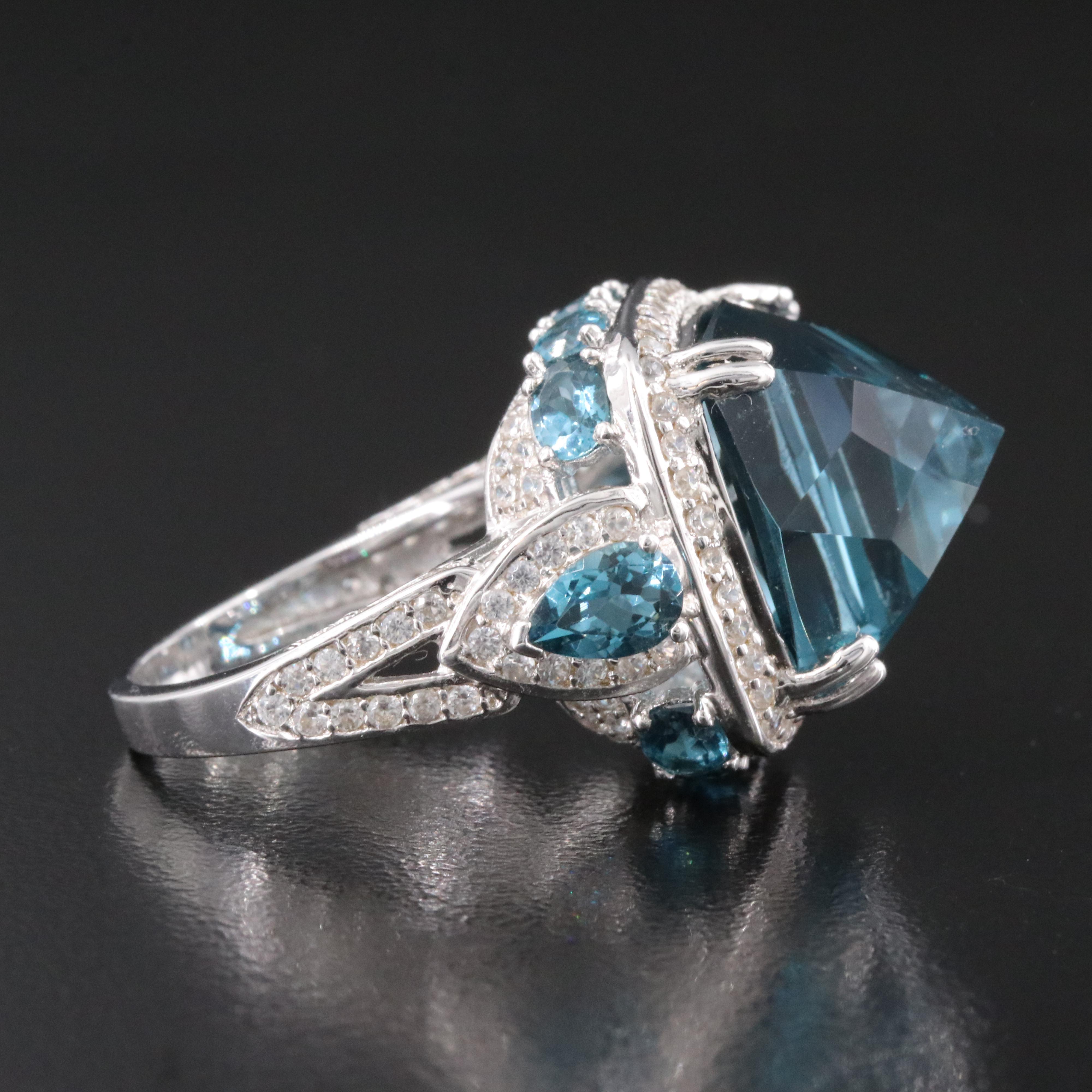 Sterling London Blue Topaz and White Sapphire Ring