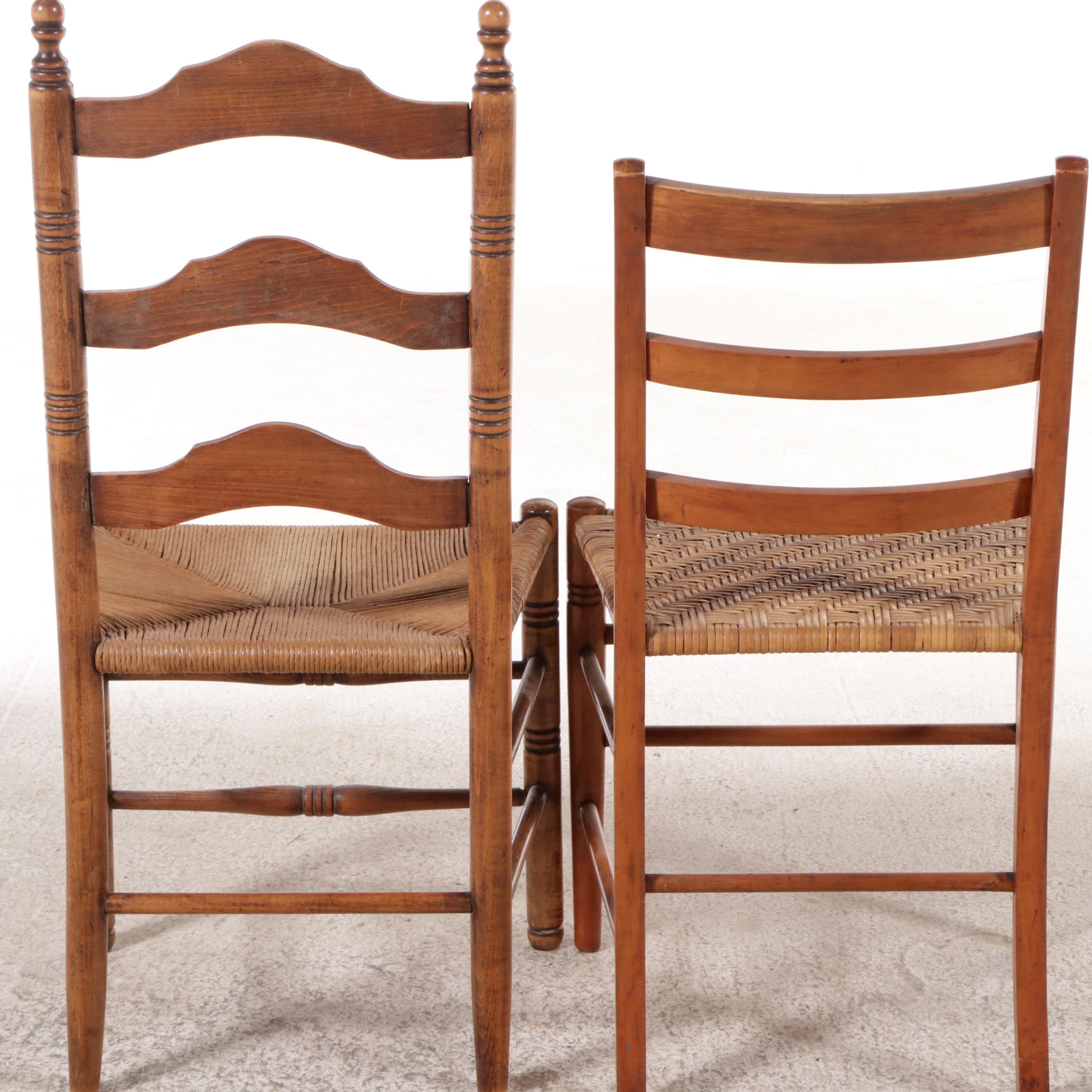 Two Early American Style Side Chairs with Footstool