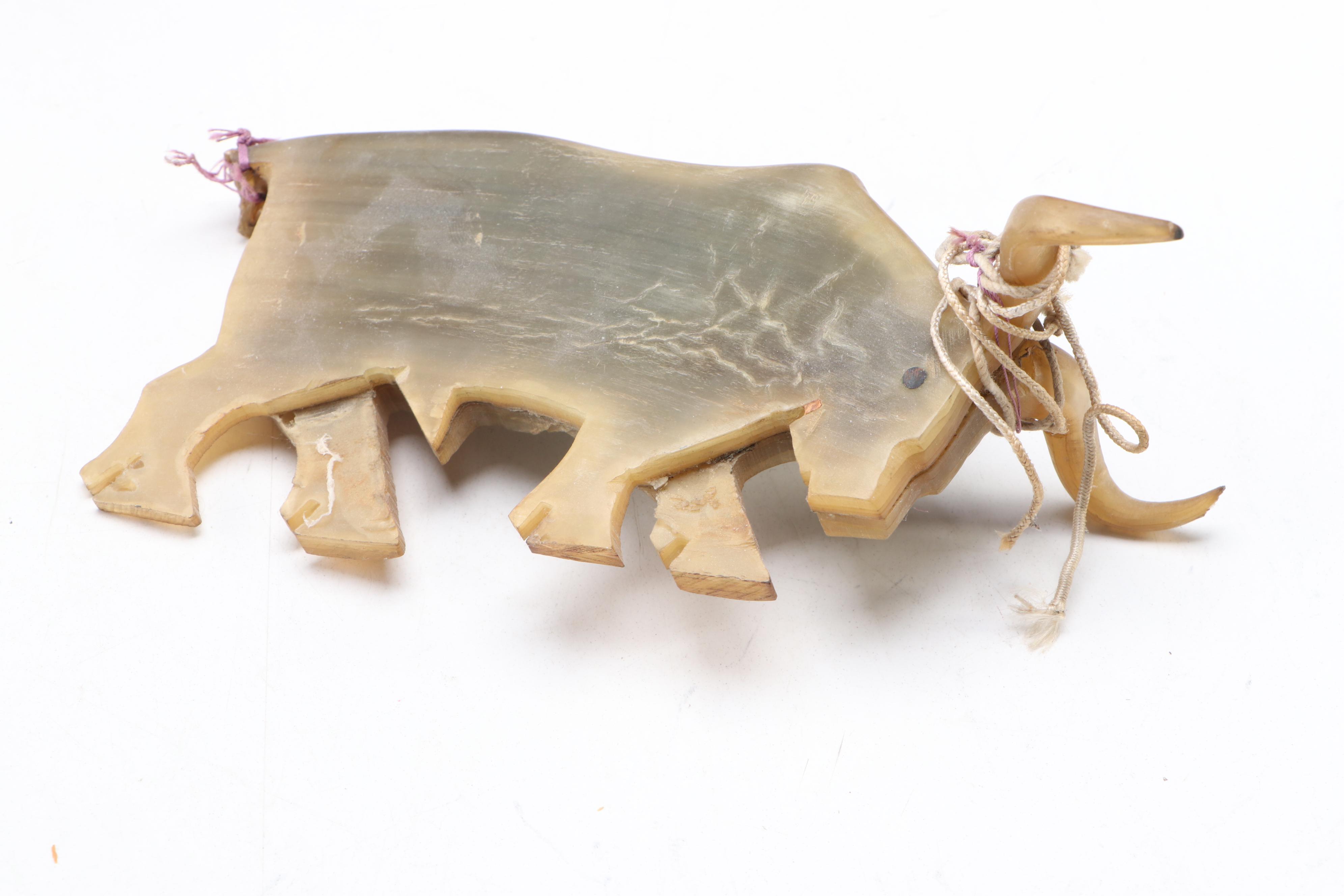 Folk Art Hand-Carved Horn Ox-Drawn Carts