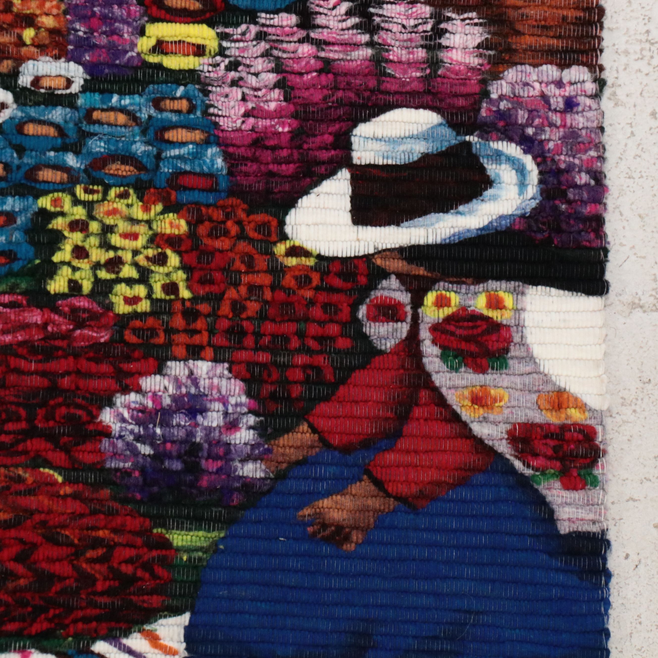 Peruvian Handcrafted Wool Tapestry with Custom Hanging Frame