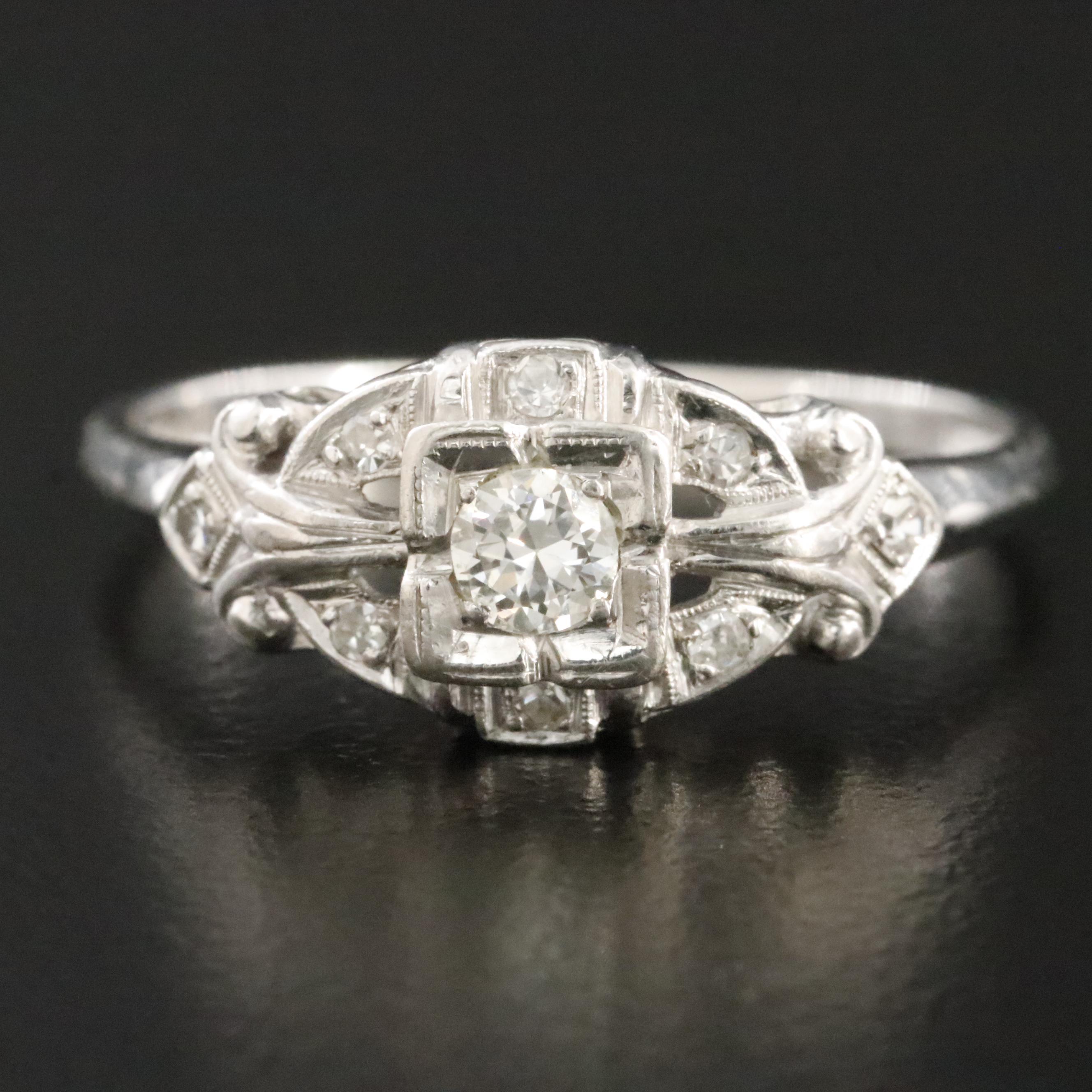 18K 0.27 CTW Diamond Ring with Palladium Top Trim and Settings