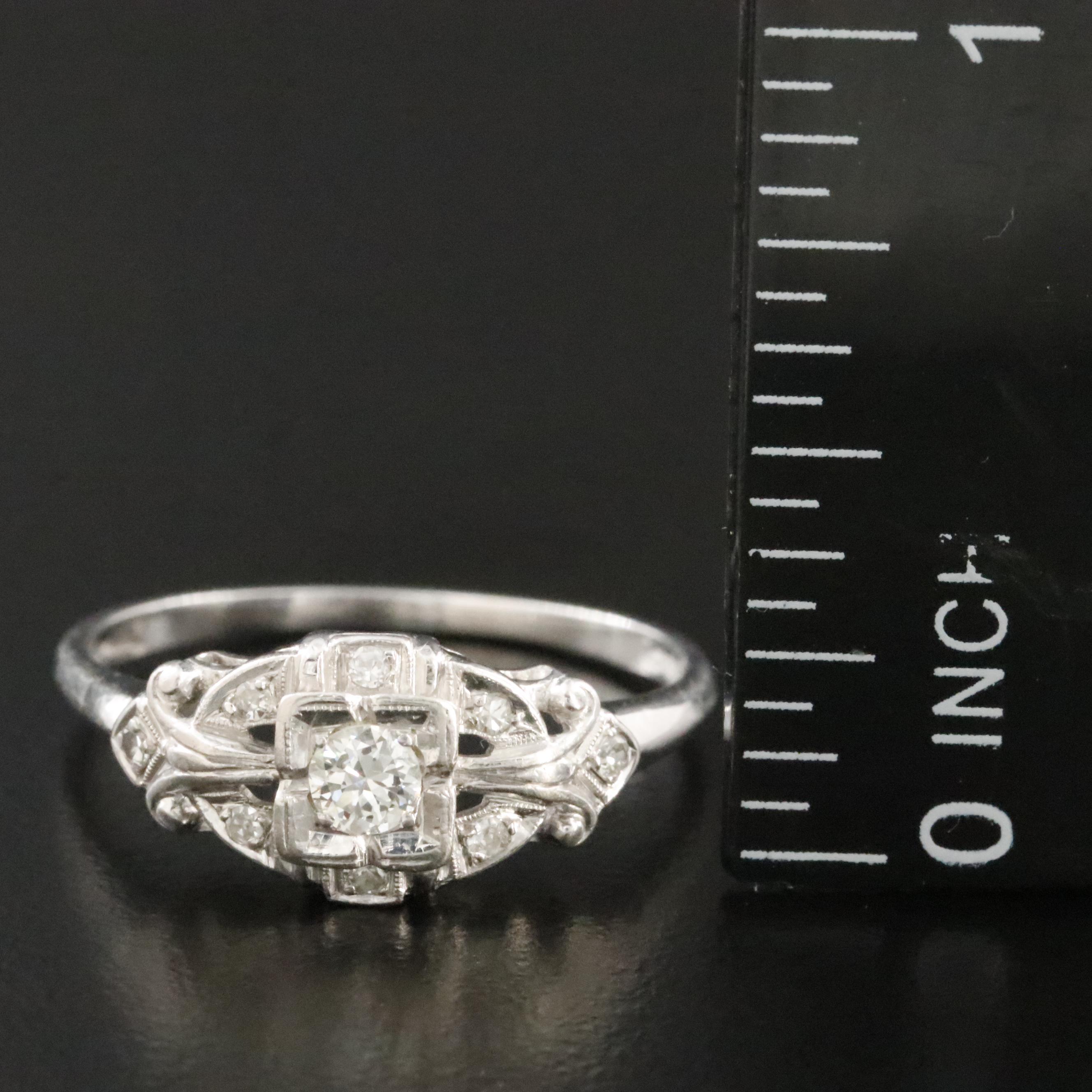 18K 0.27 CTW Diamond Ring with Palladium Top Trim and Settings