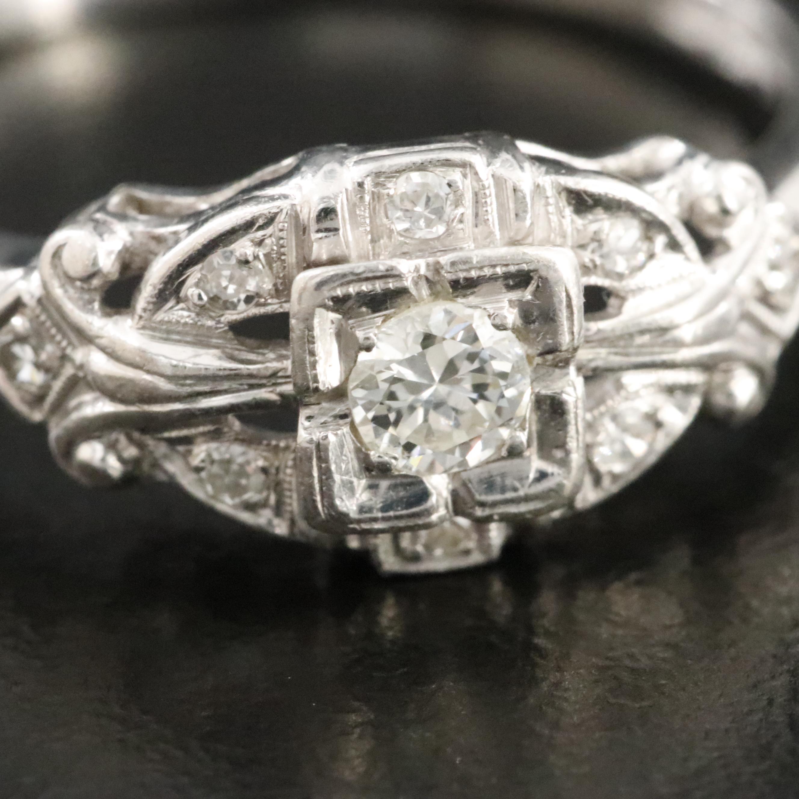 18K 0.27 CTW Diamond Ring with Palladium Top Trim and Settings