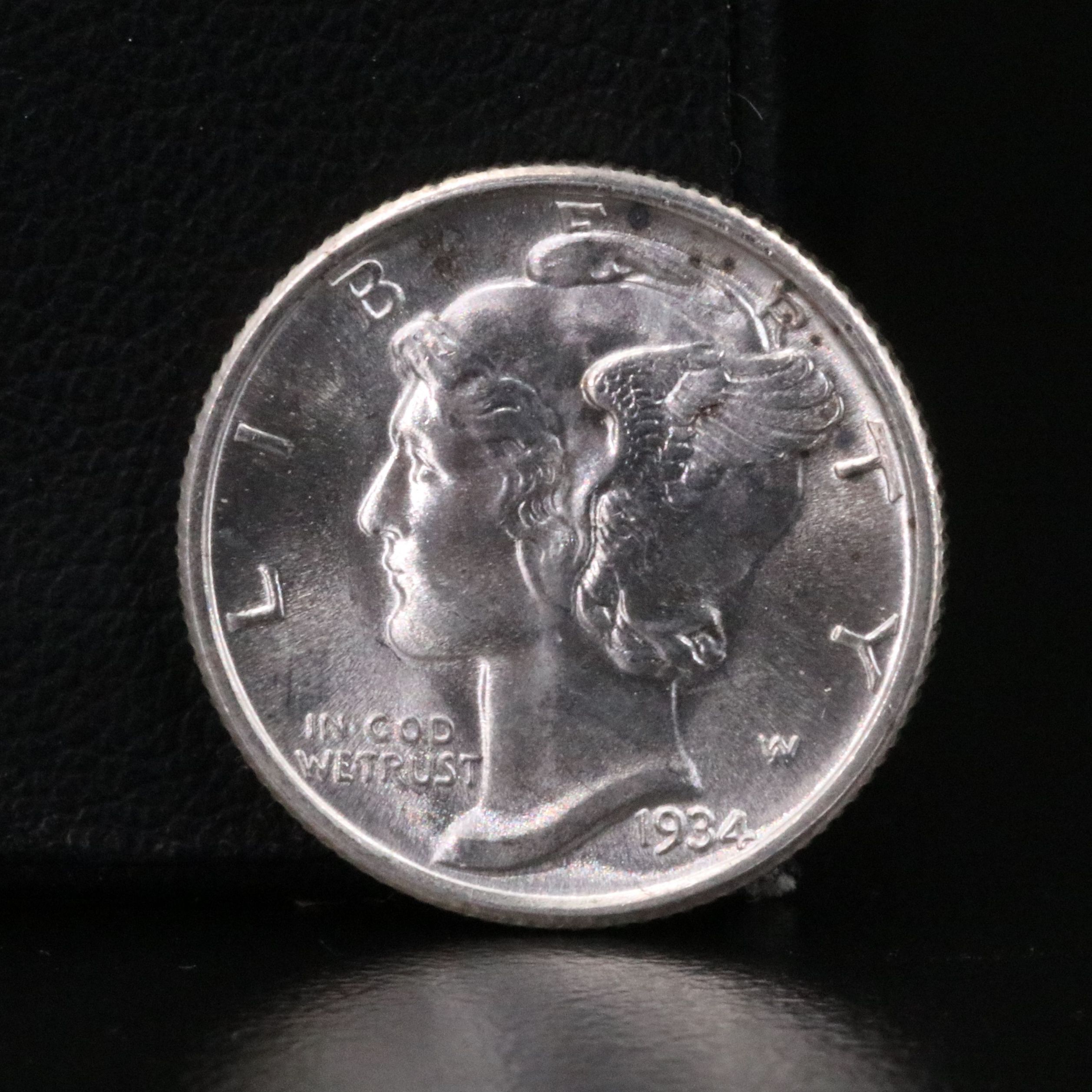 1934 BU Silver Mercury Dime with Full Bands