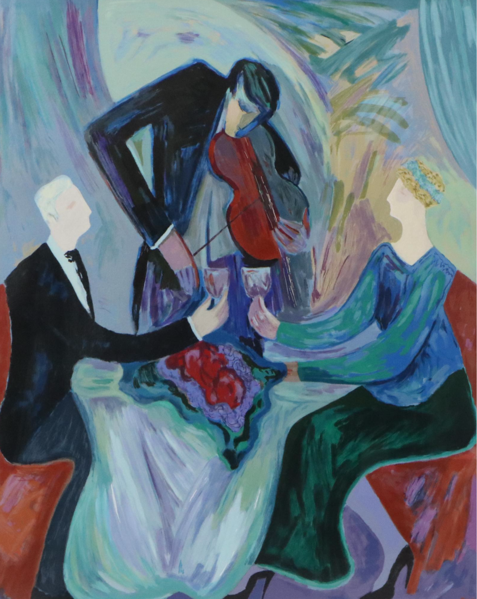 Barbara Wood Serigraph "Dinner for Two"