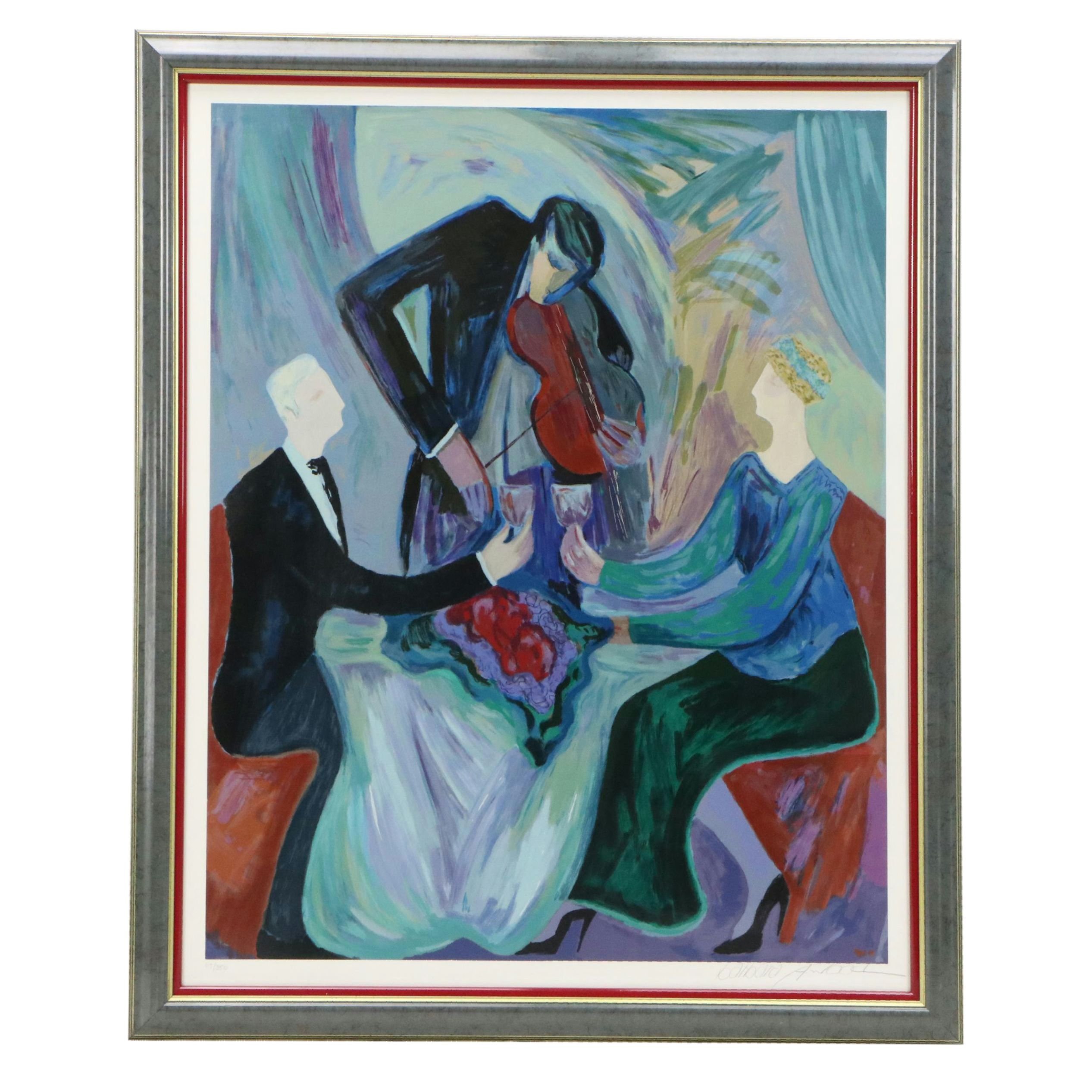 Barbara Wood Serigraph "Dinner for Two"
