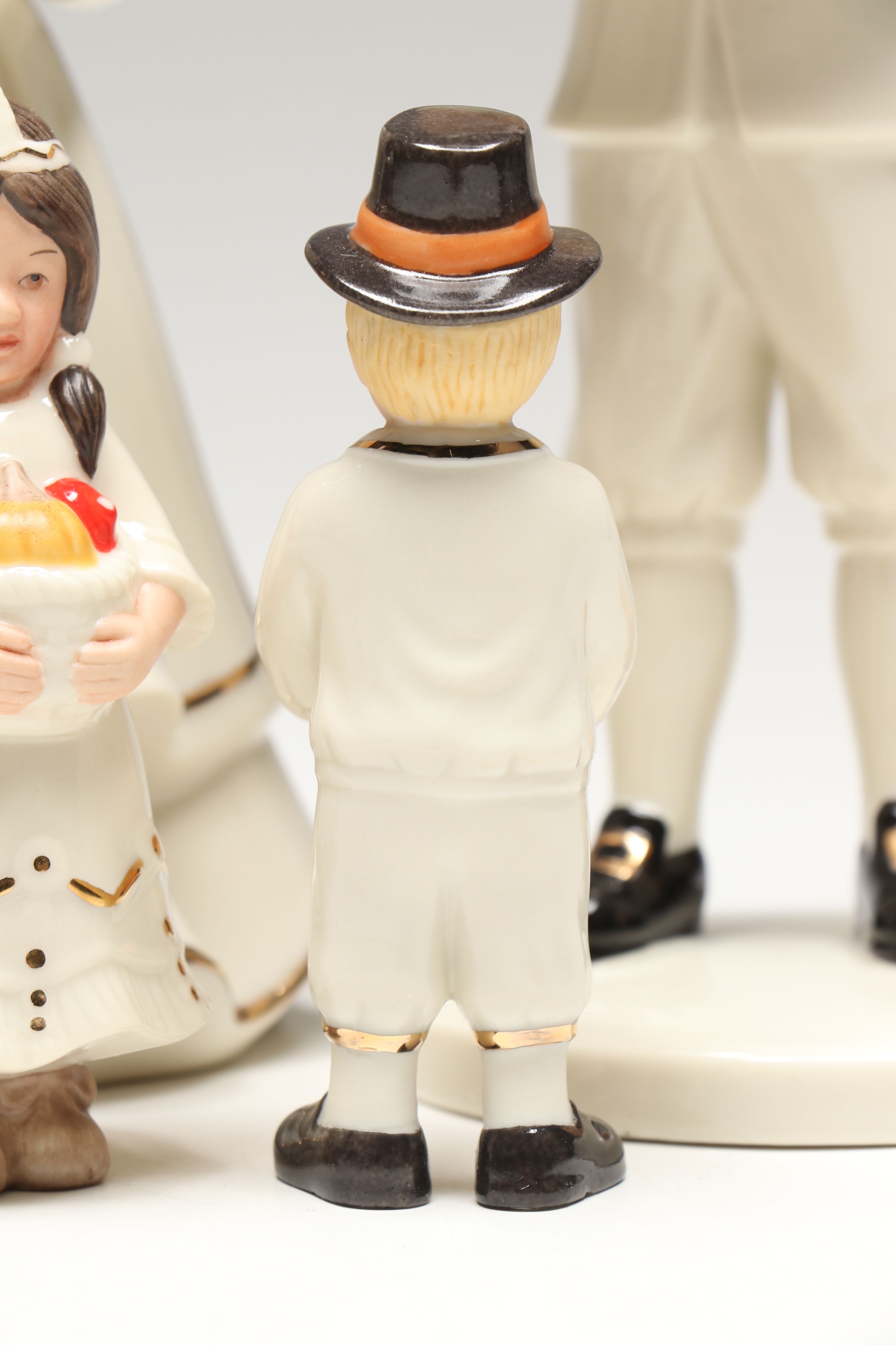 Lenox "Give Thanks," "Harvest Bounty," and "Little Pilgrim" Porcelain Figurines