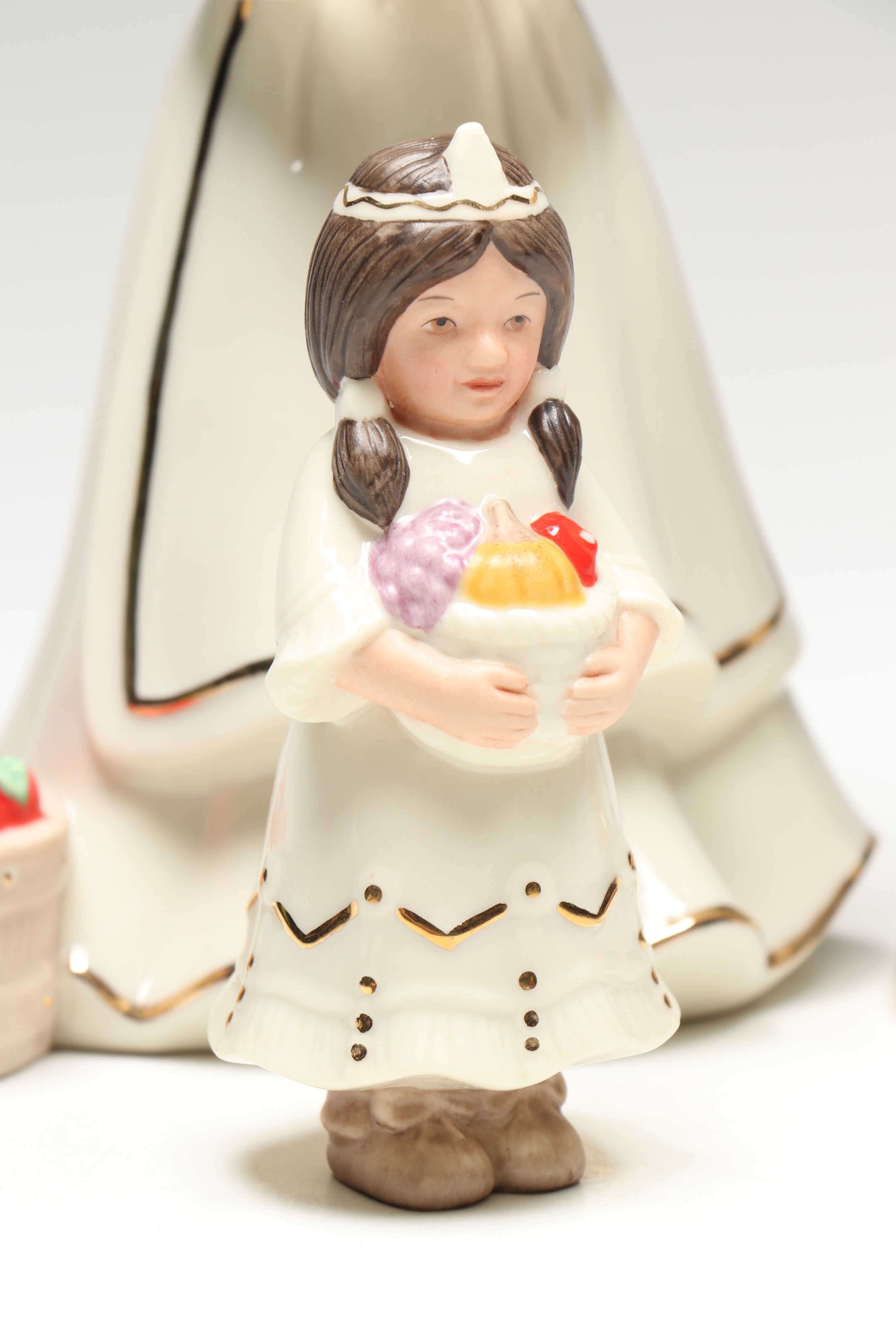Lenox "Give Thanks," "Harvest Bounty," and "Little Pilgrim" Porcelain Figurines