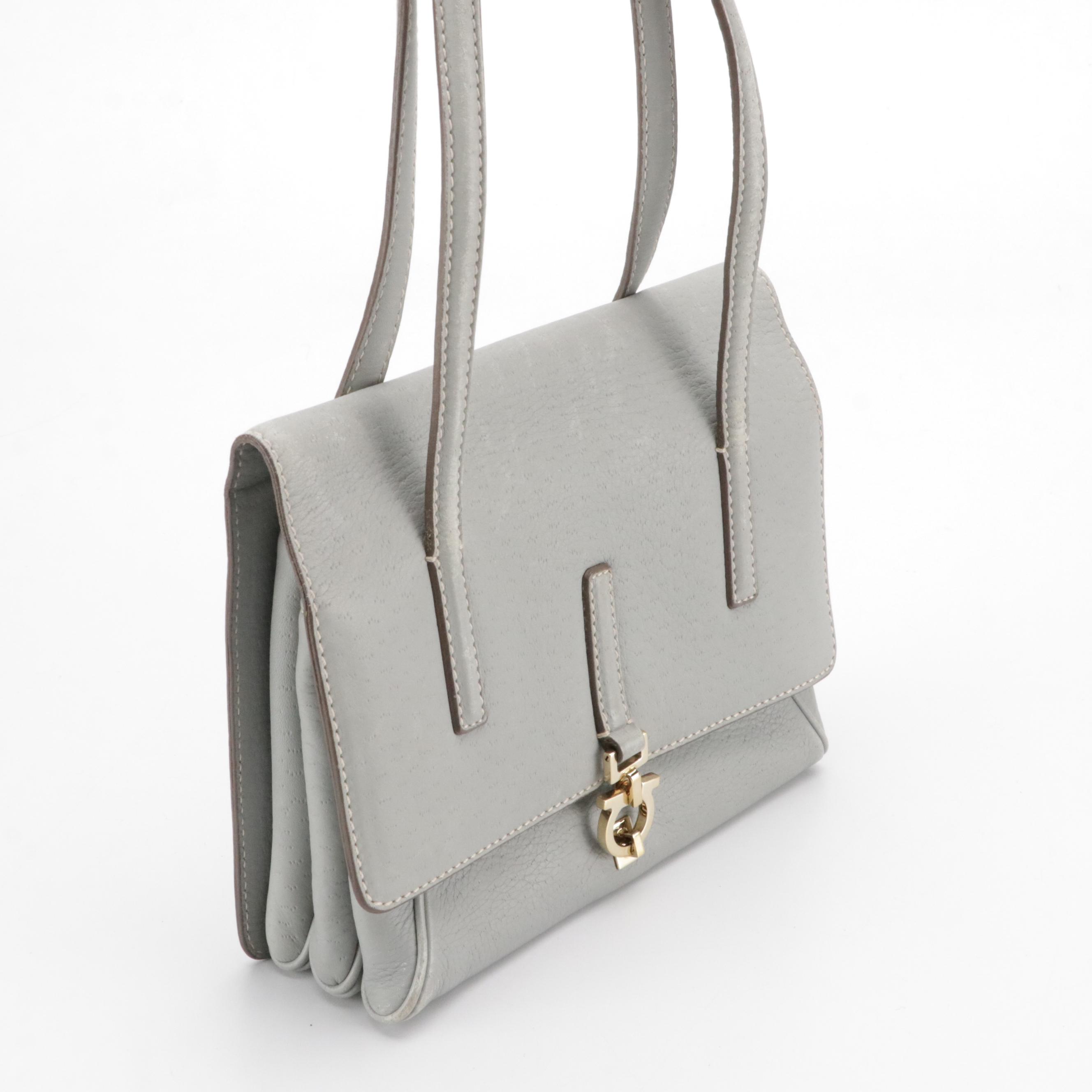 Salvatore Ferragamo Gancini Closure Three Compartment Shoulder Bag in Leather