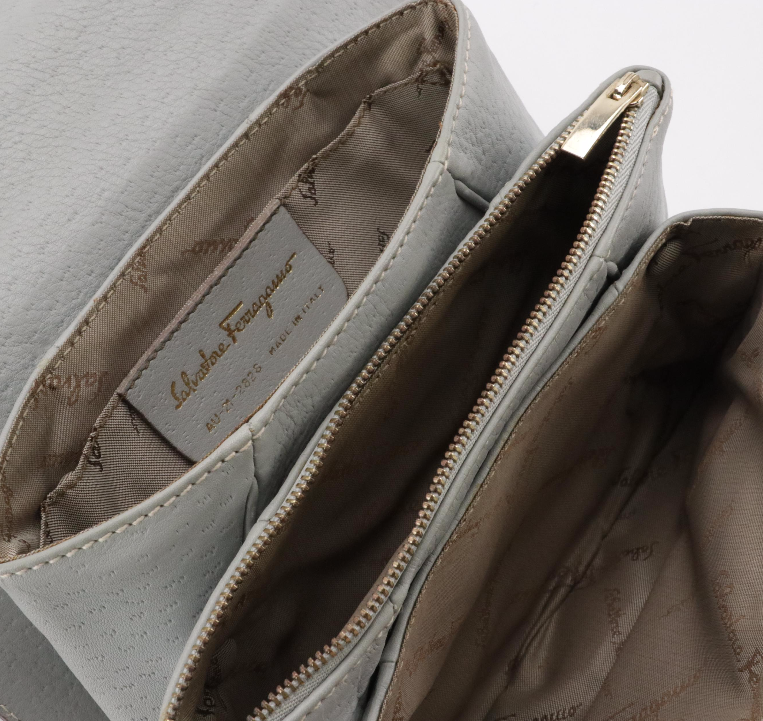 Salvatore Ferragamo Gancini Closure Three Compartment Shoulder Bag in Leather