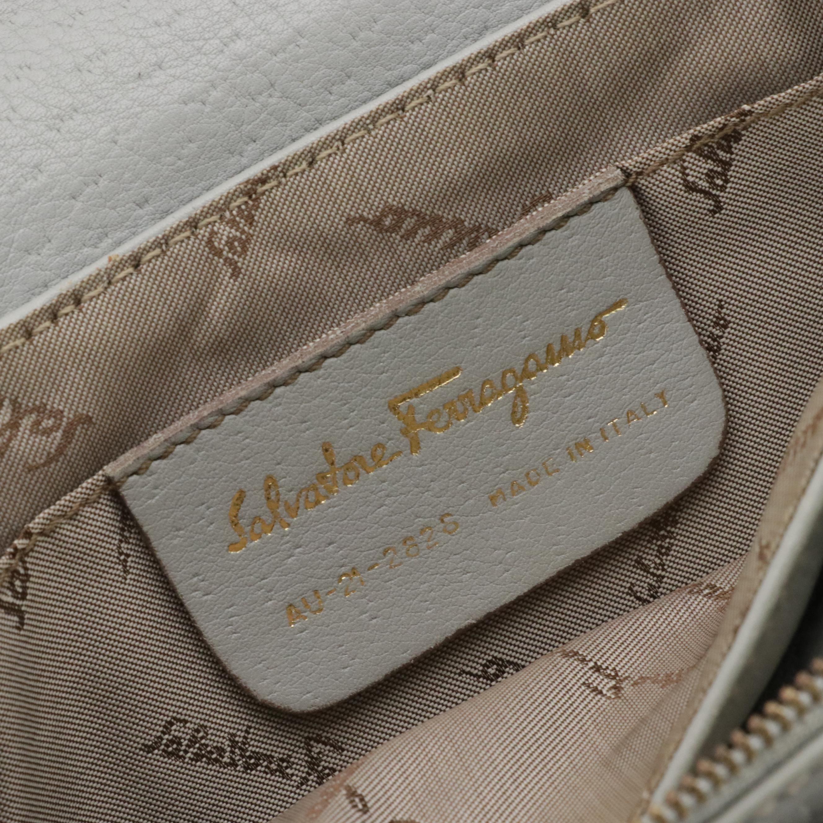 Salvatore Ferragamo Gancini Closure Three Compartment Shoulder Bag in Leather