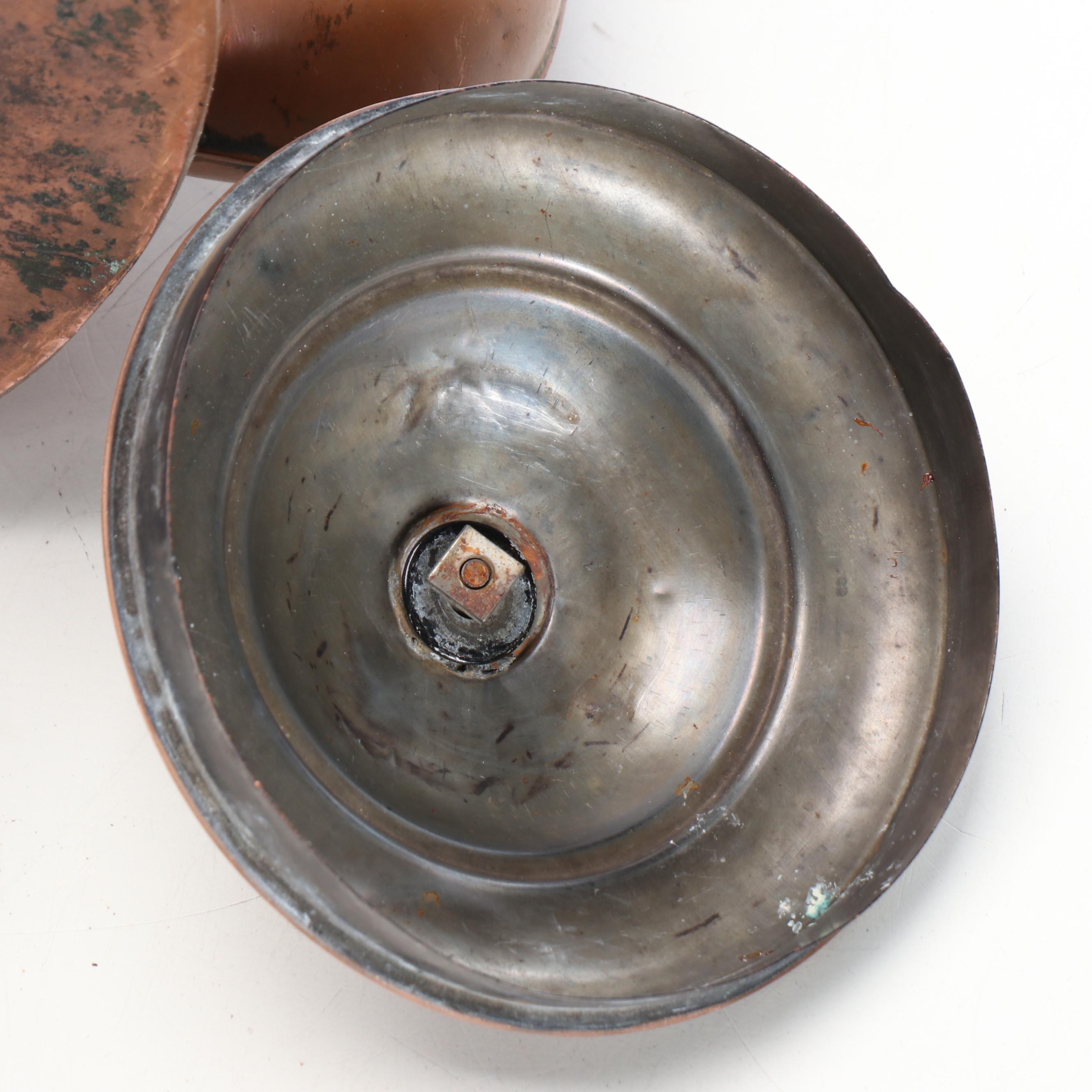 Victorian Style Copper Kettle and Mold with Other Kitchenware, 20th Century