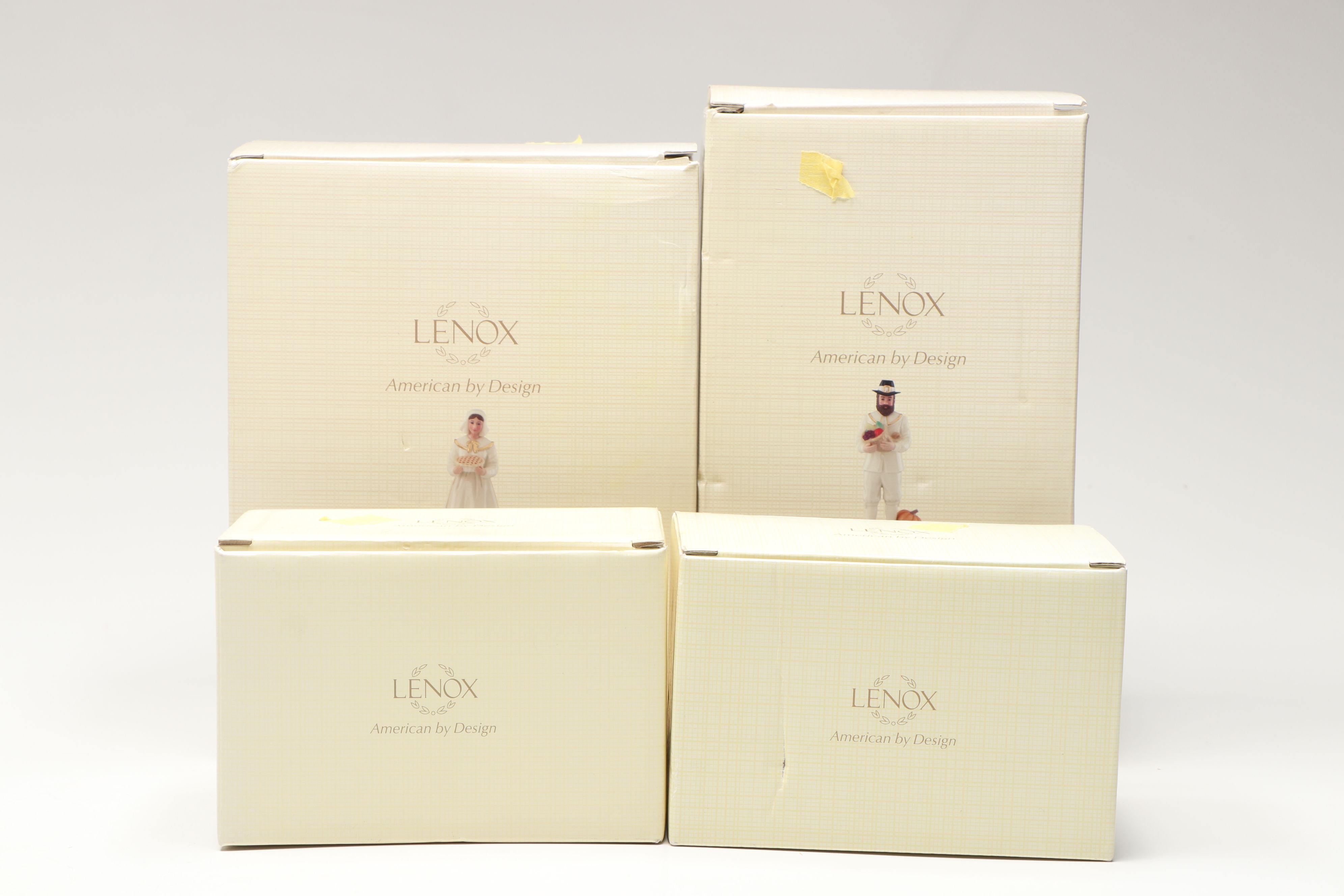 Lenox "Give Thanks," "Harvest Bounty," and "Little Pilgrim" Porcelain Figurines