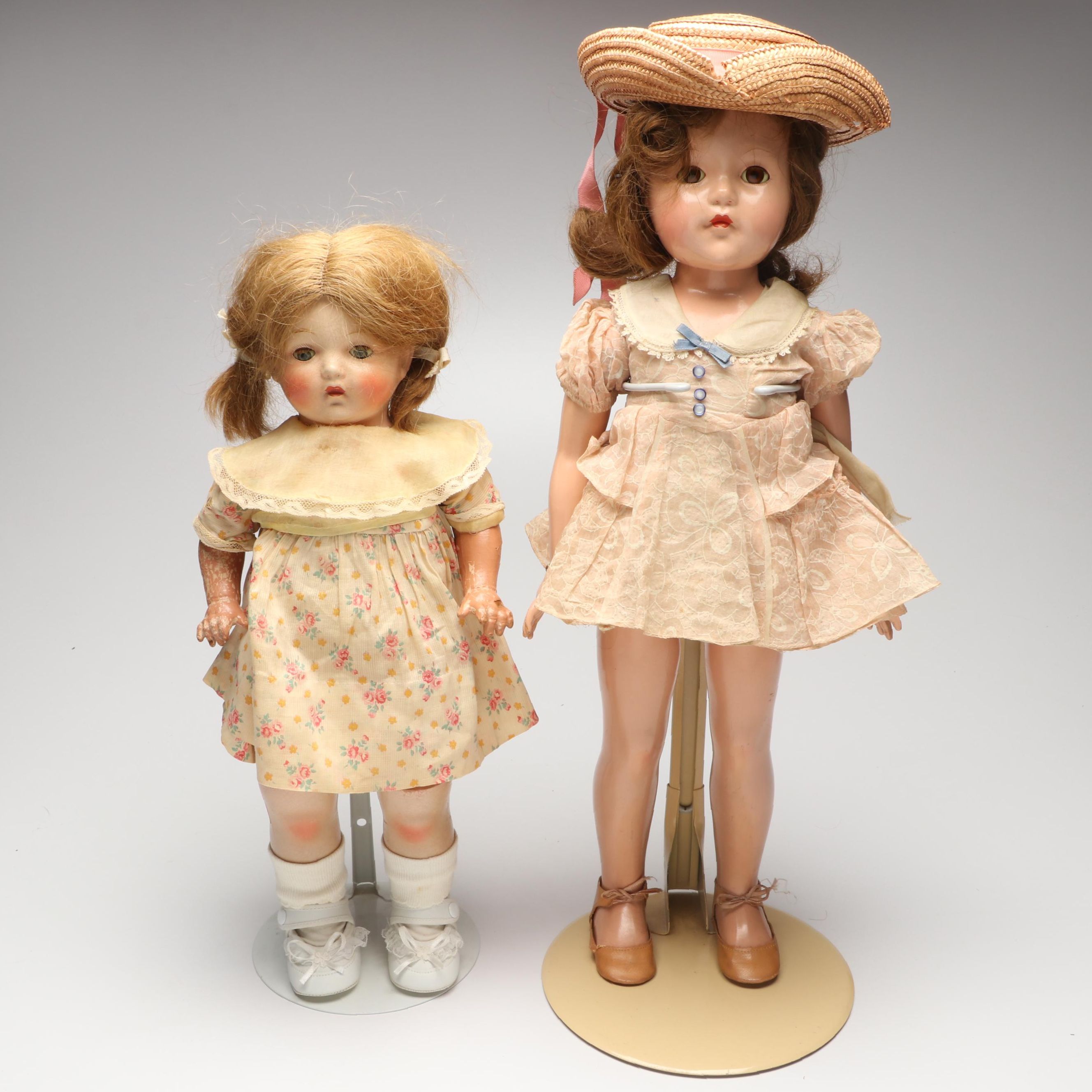 Horsman and Effanbee Composite Sleepy Eye Dolls, Early to Mid-20th Century