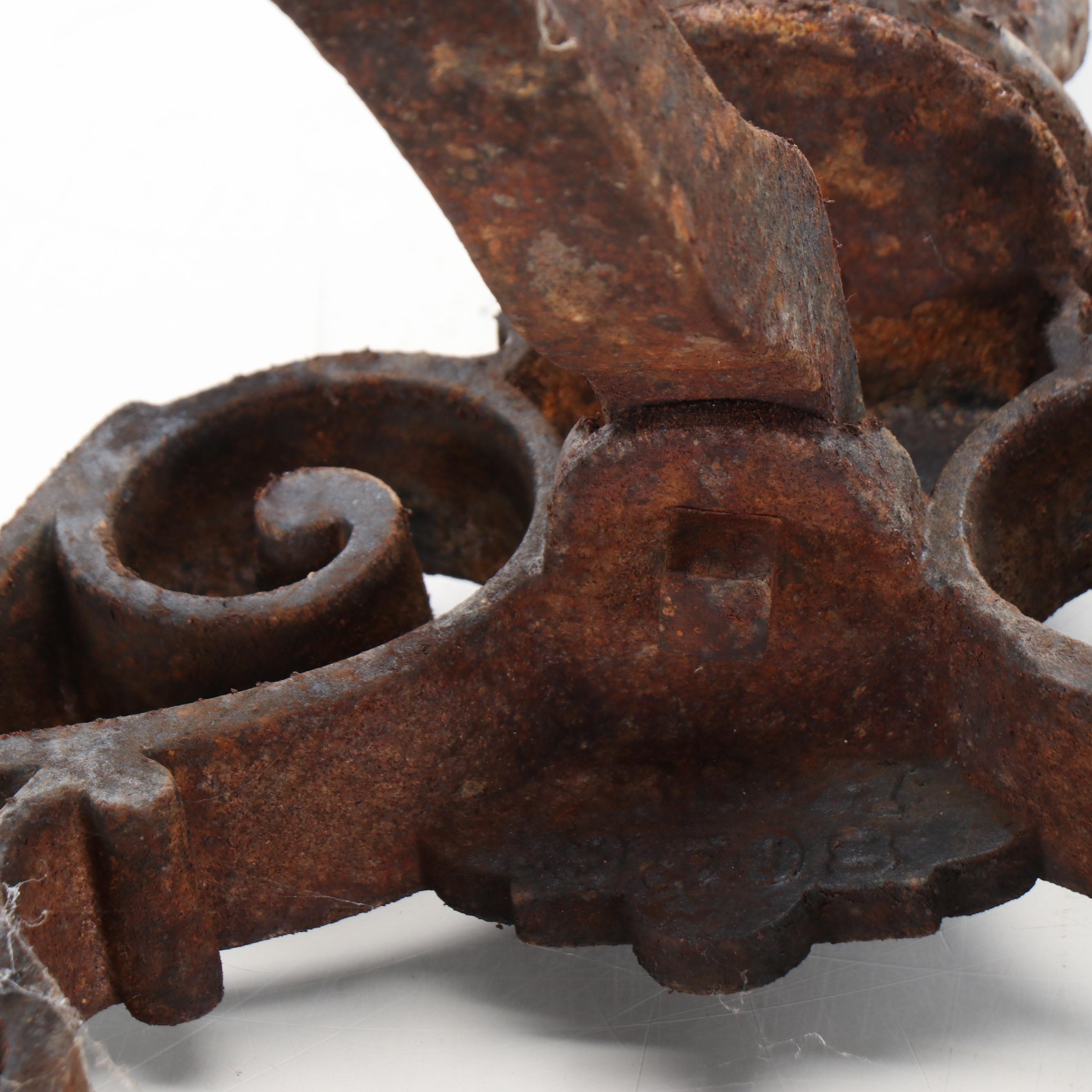 Scrollwork Cast Metal Andirons