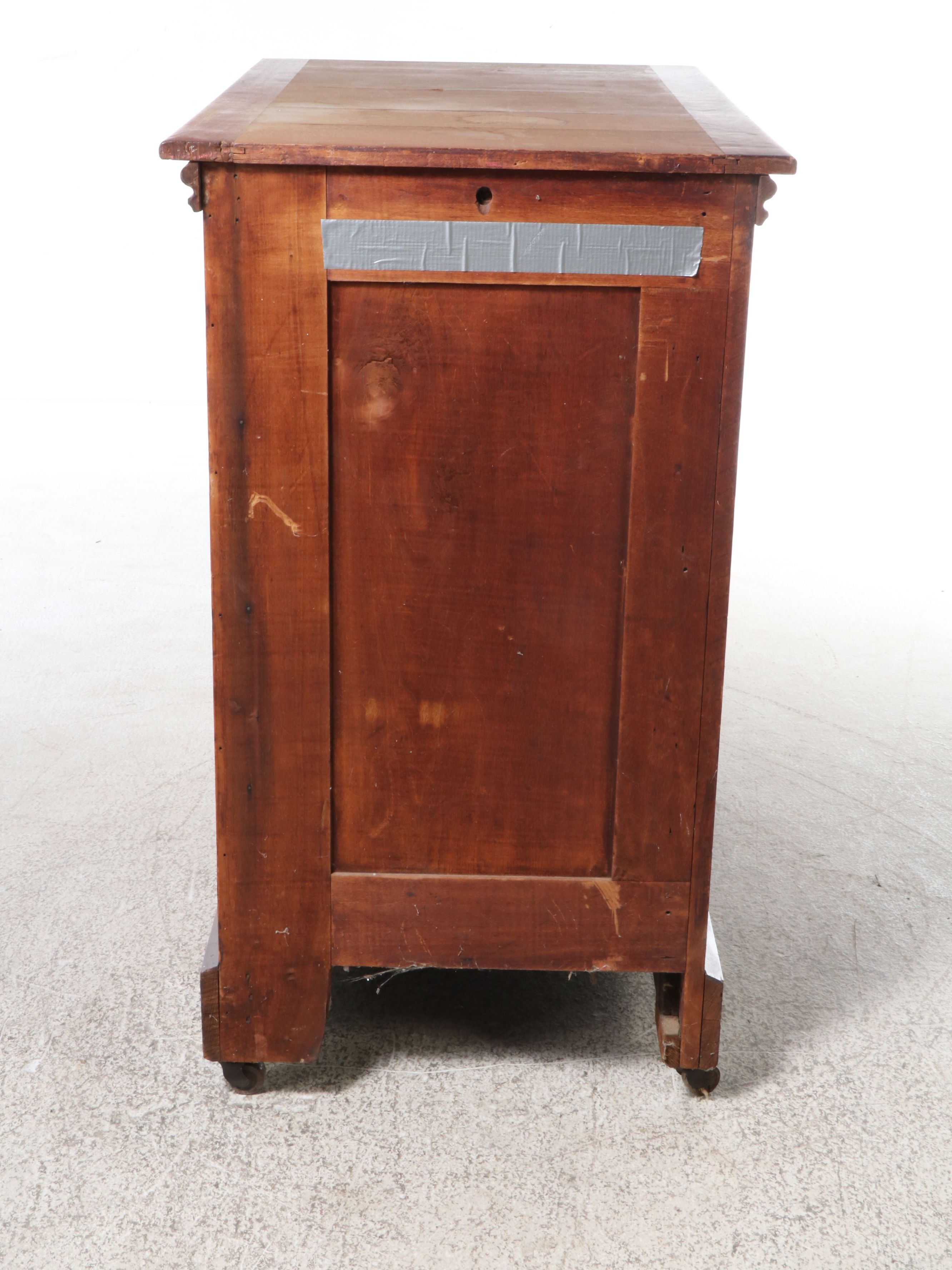 Wood Office Cabinet on Casters, Early 20th Century