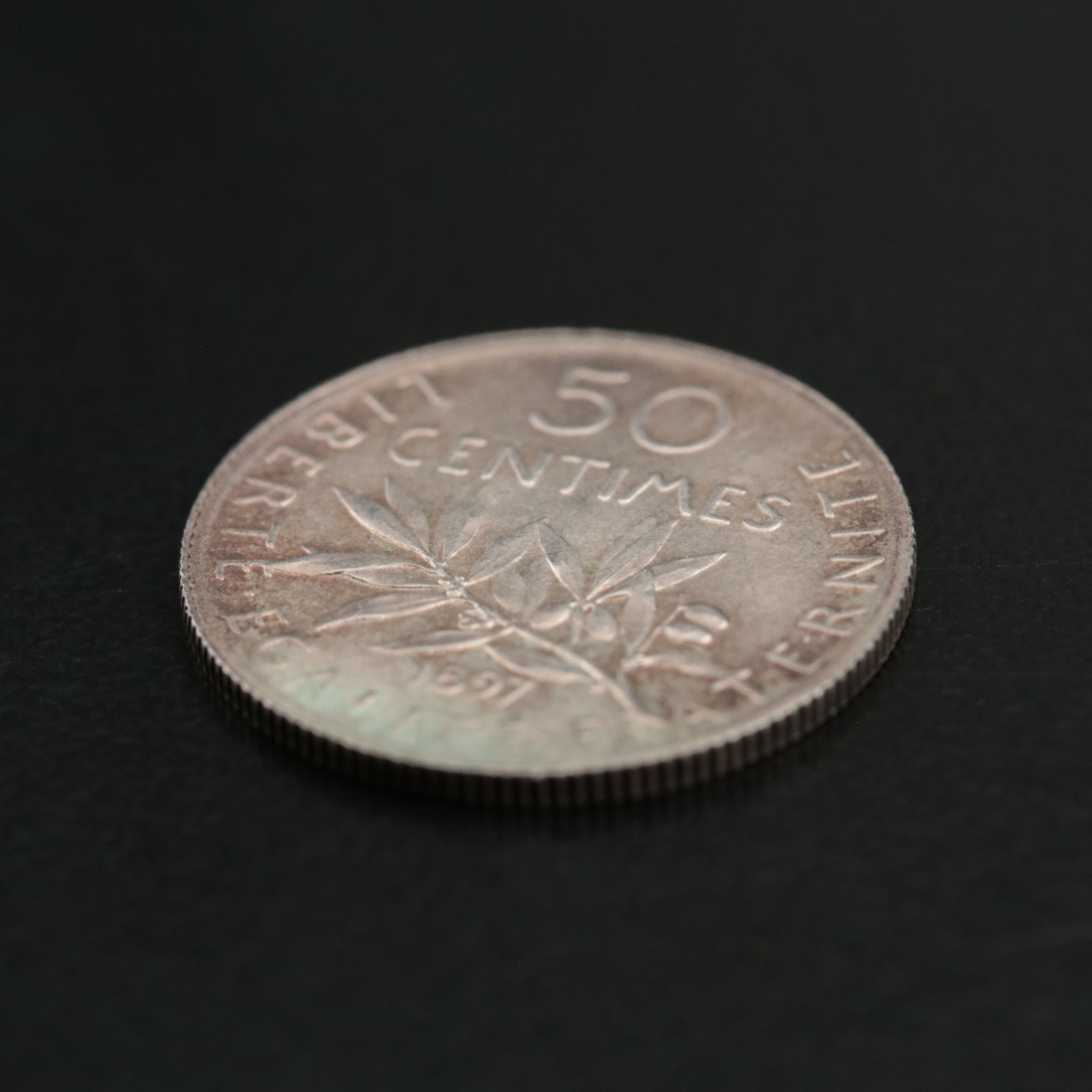 Better Date 1897 France 50-Centimes Silver Coin