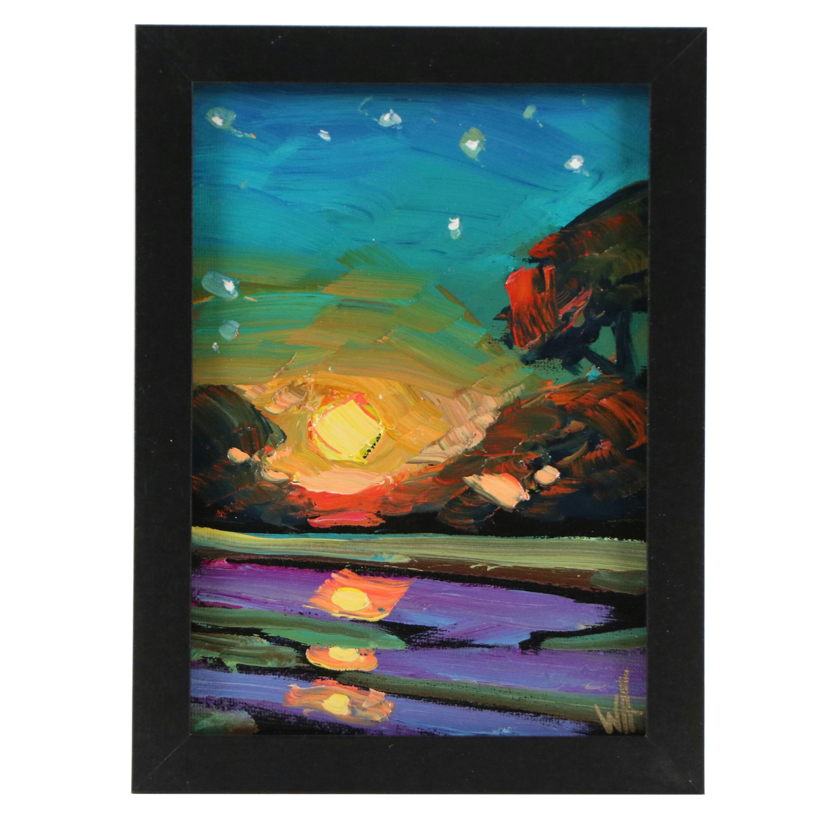 William Hawkins Sunset Landscape Oil Painting, 21st Century