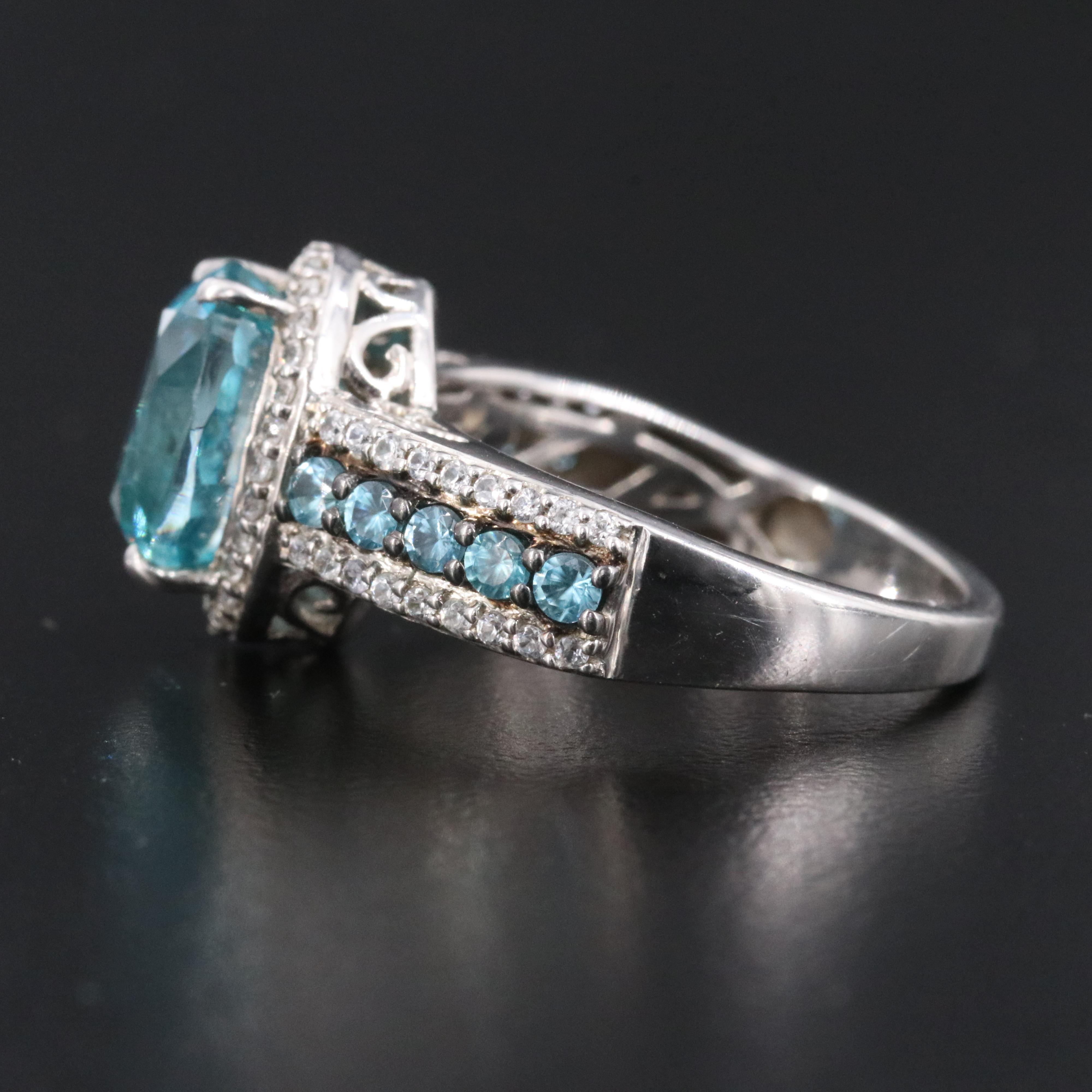 Sterling Blue and White Zircon Ring