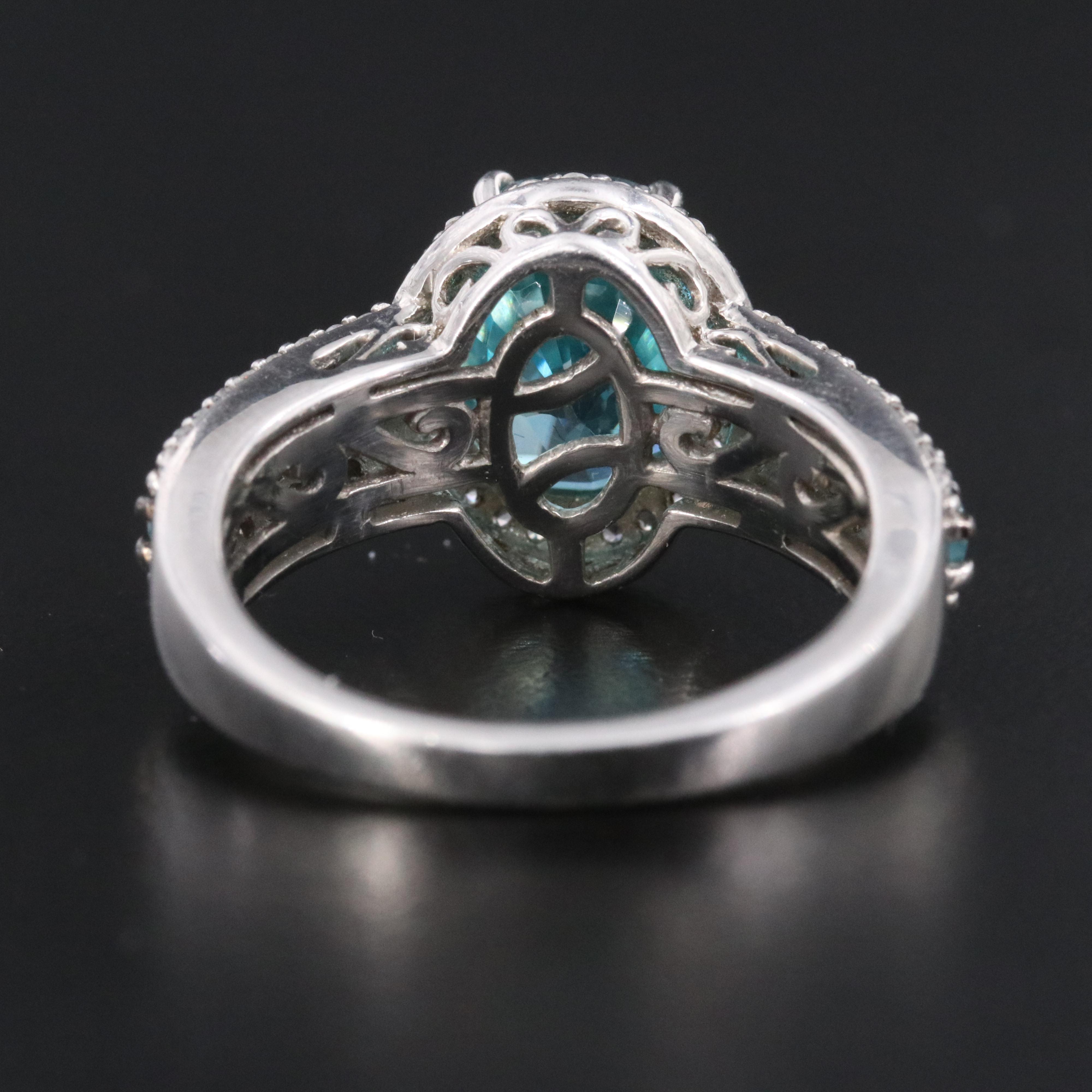 Sterling Blue and White Zircon Ring