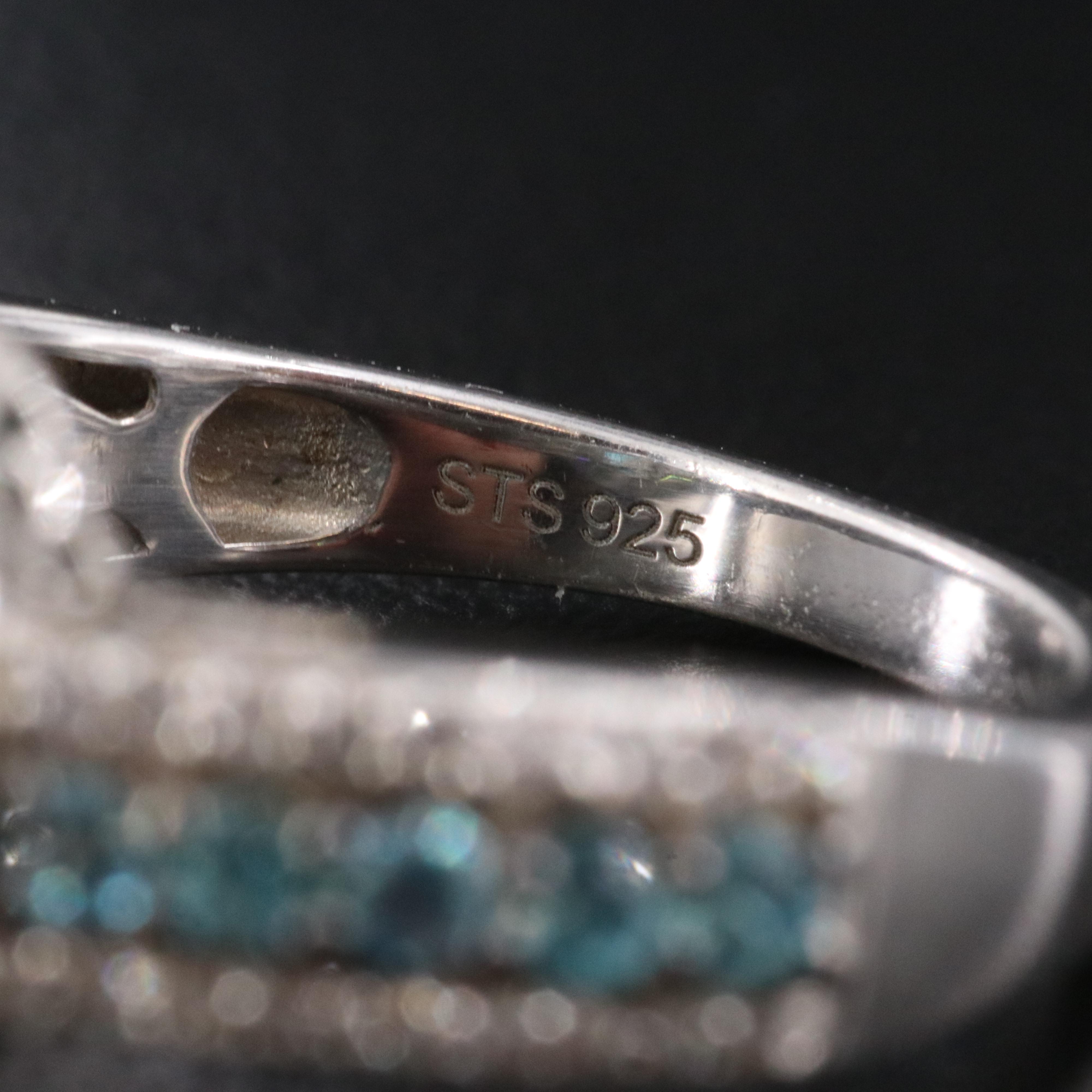 Sterling Blue and White Zircon Ring