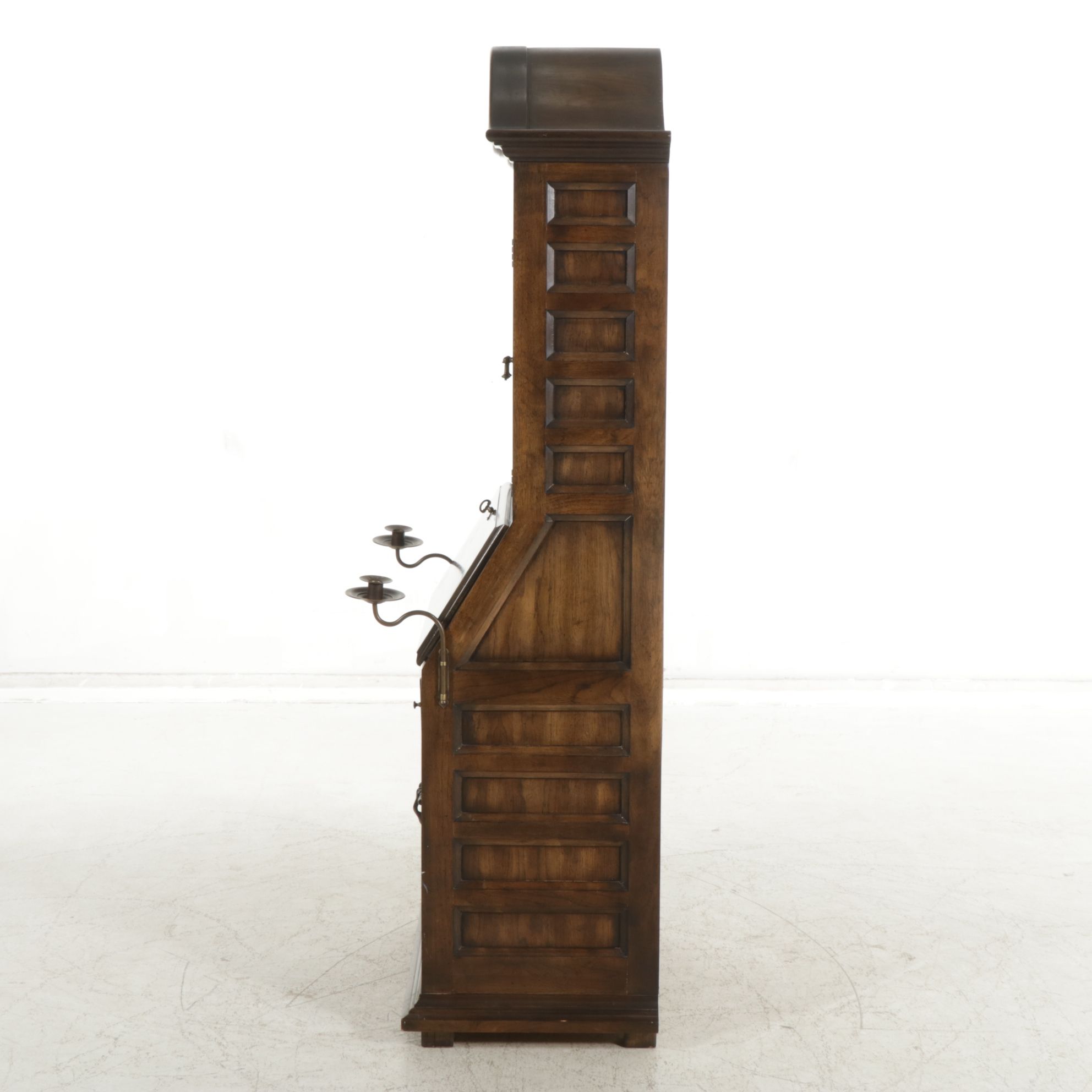 Drexel Spanish Baroque Style Oak Secretary Desk with Candle Sconces